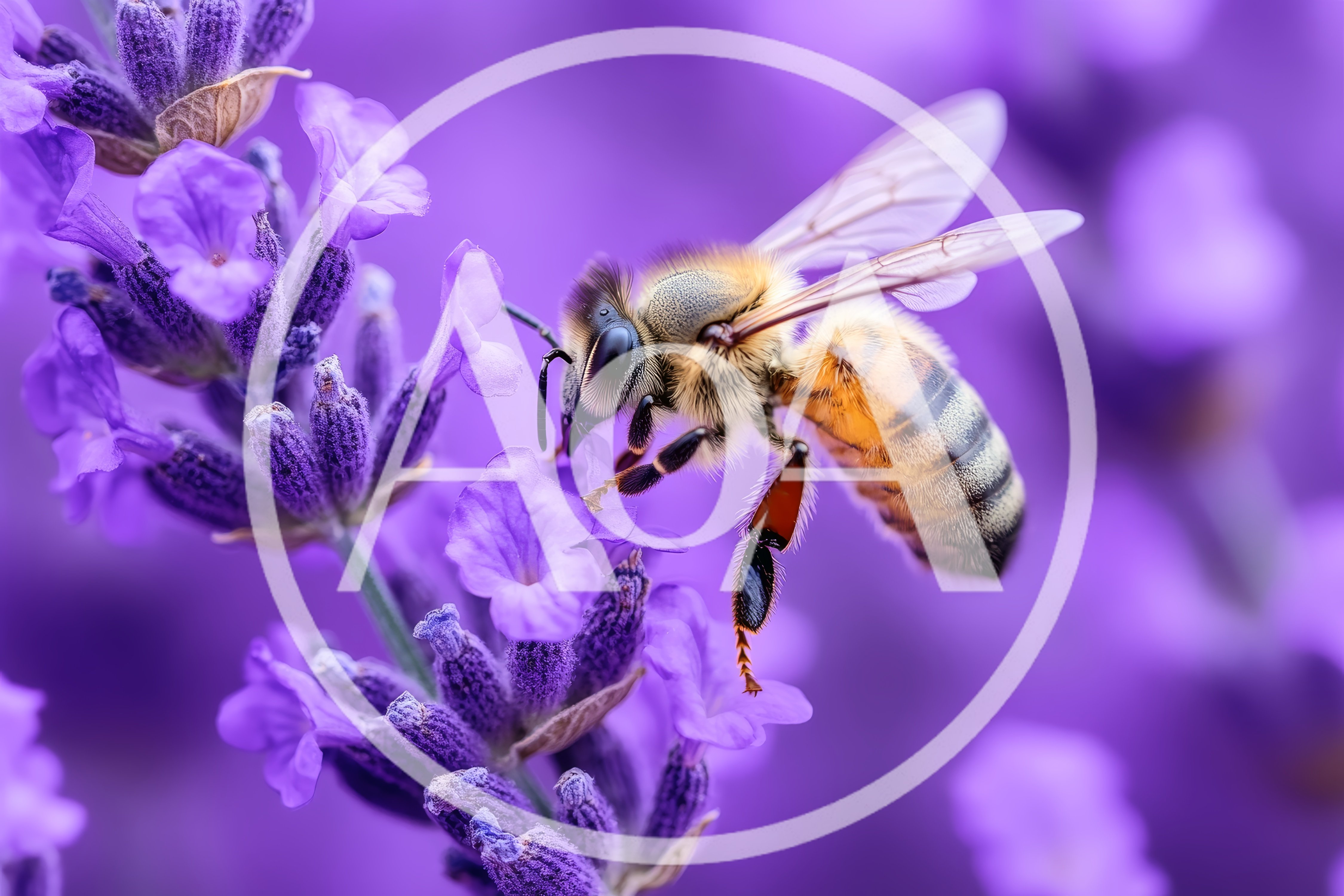 Honey Bee Pollinating A Vibrant Purple Lavender Flower
