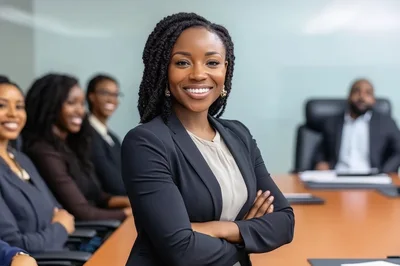 Confident Businesswoman Leading A Professional Meeting In Office