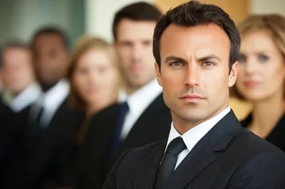 Professional Business Team Standing In A Row