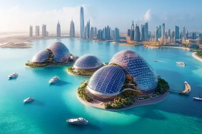 Futuristic Glass Domes On Artificial Islands In Dubai