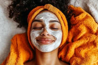 Young Woman Relaxing With A Facial Mask