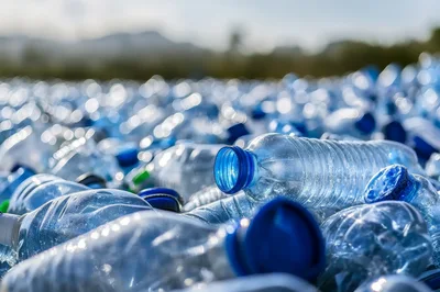 Pile Of Discarded Plastic Bottles For Recycling
