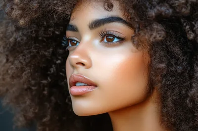 Portrait Of A Beautiful Young Woman With Curly Hair