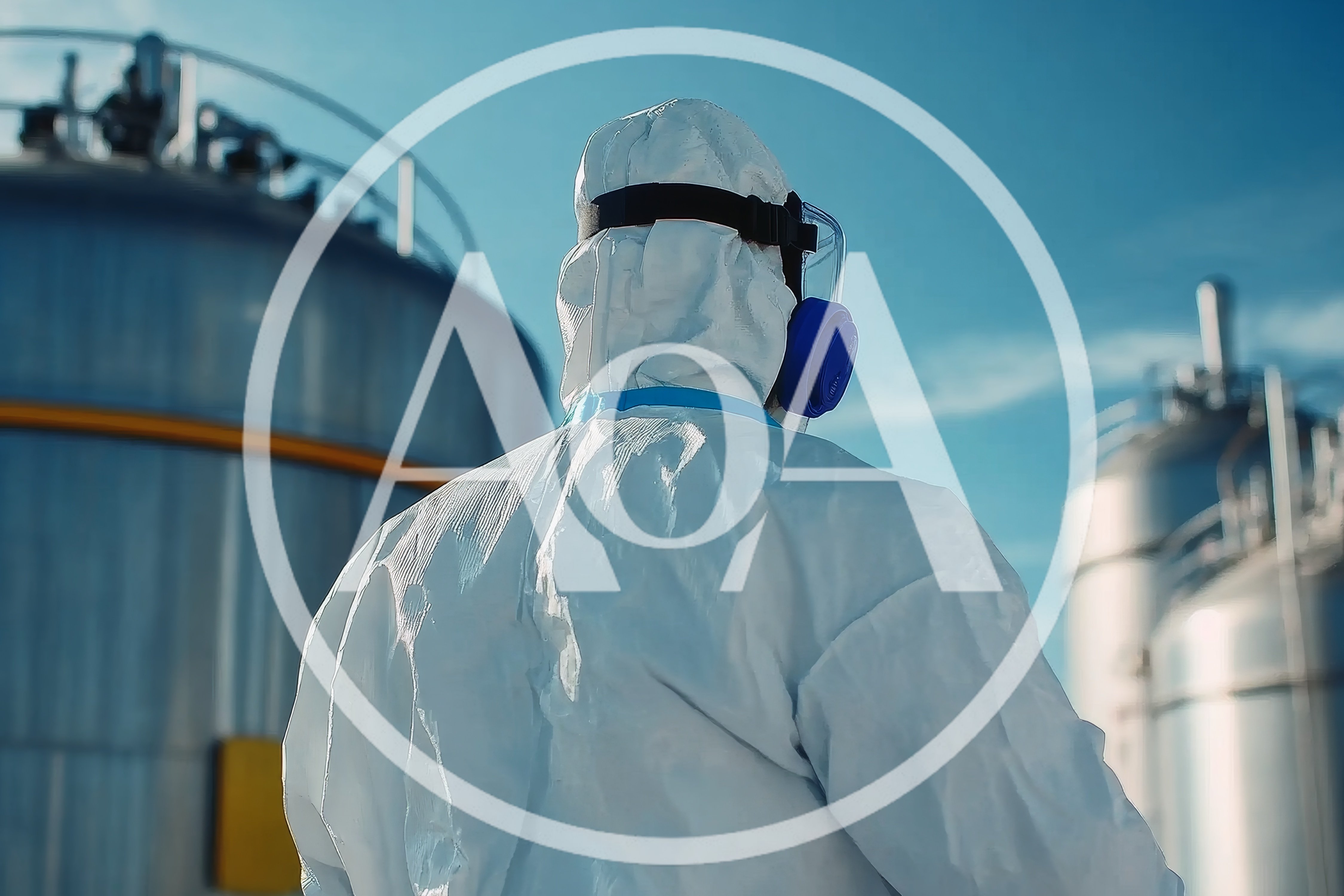 Industrial Worker in Protective Hazmat Suit