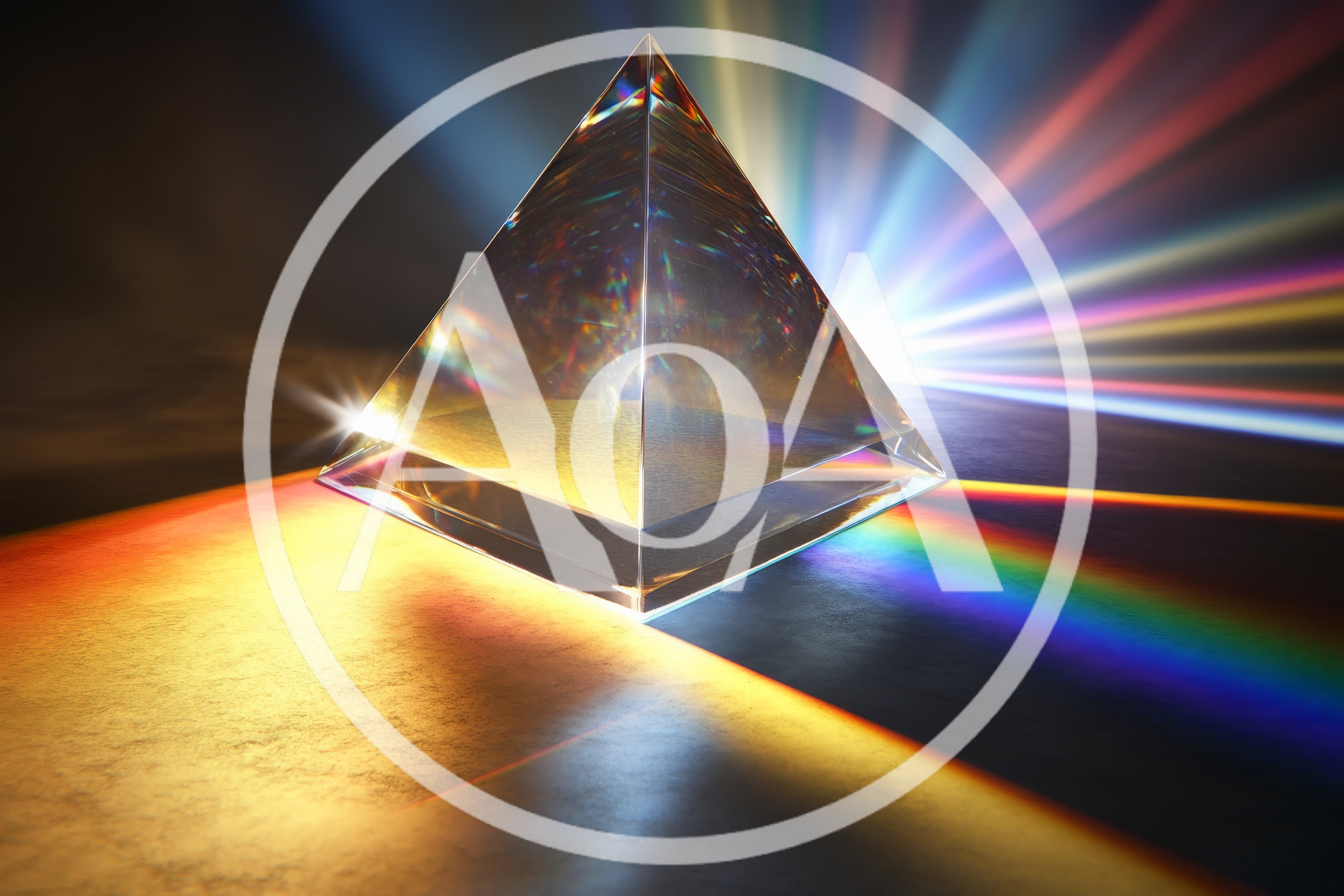 Glass Pyramid Refracting Light Into A Colorful Spectrum