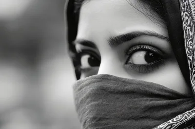 Close Up Portrait Of A Woman Wearing A Hijab