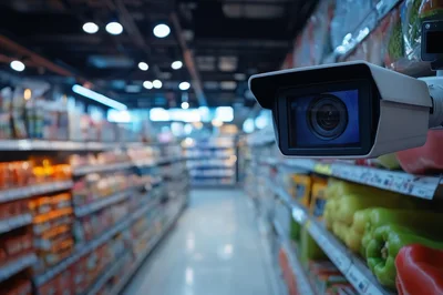 Security Camera Monitoring Grocery Store Produce Aisle