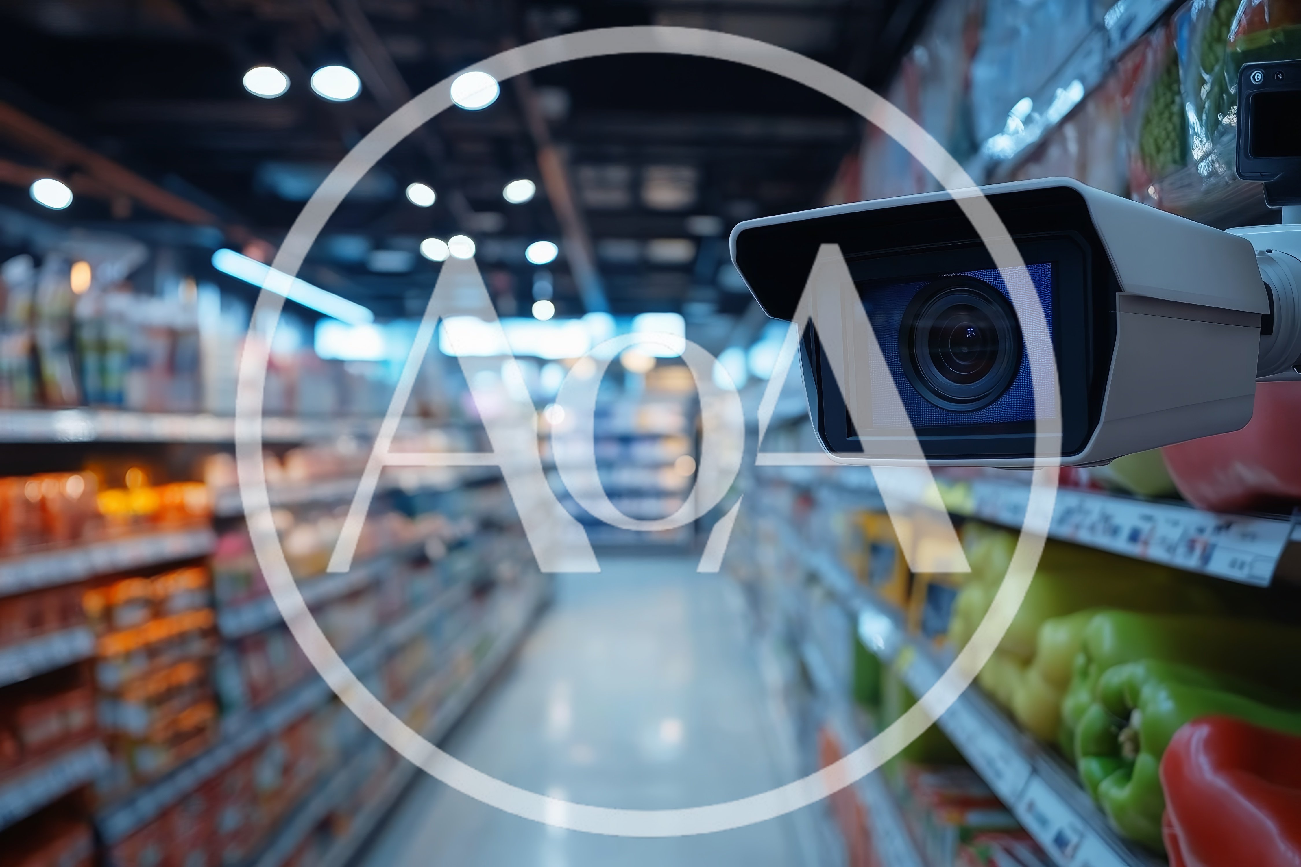 Security Camera Monitoring Grocery Store Produce Aisle