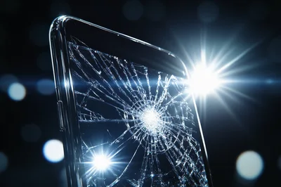 Close Up Of A Shattered Smartphone Screen