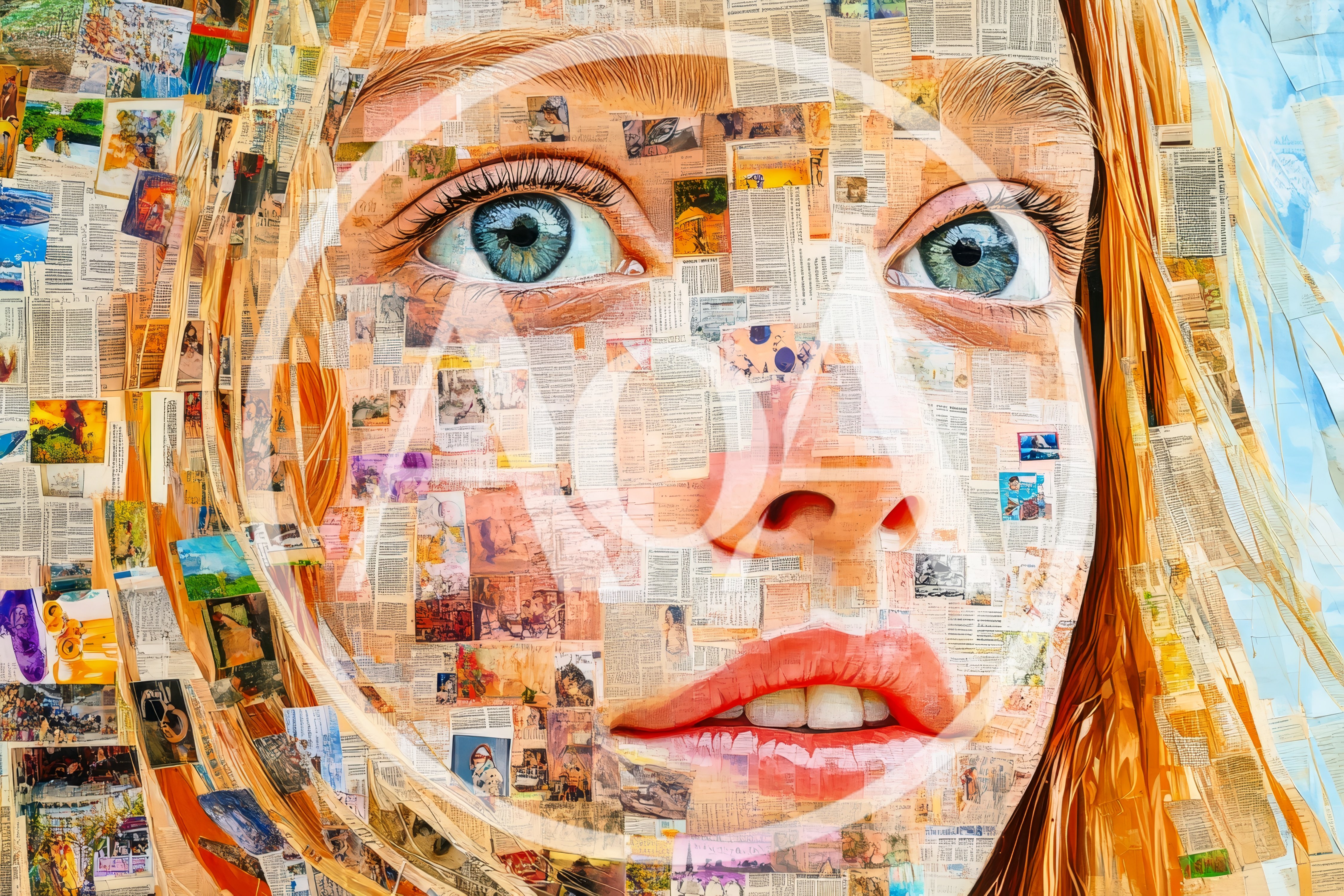 Artistic Collage Portrait Of A Young Woman