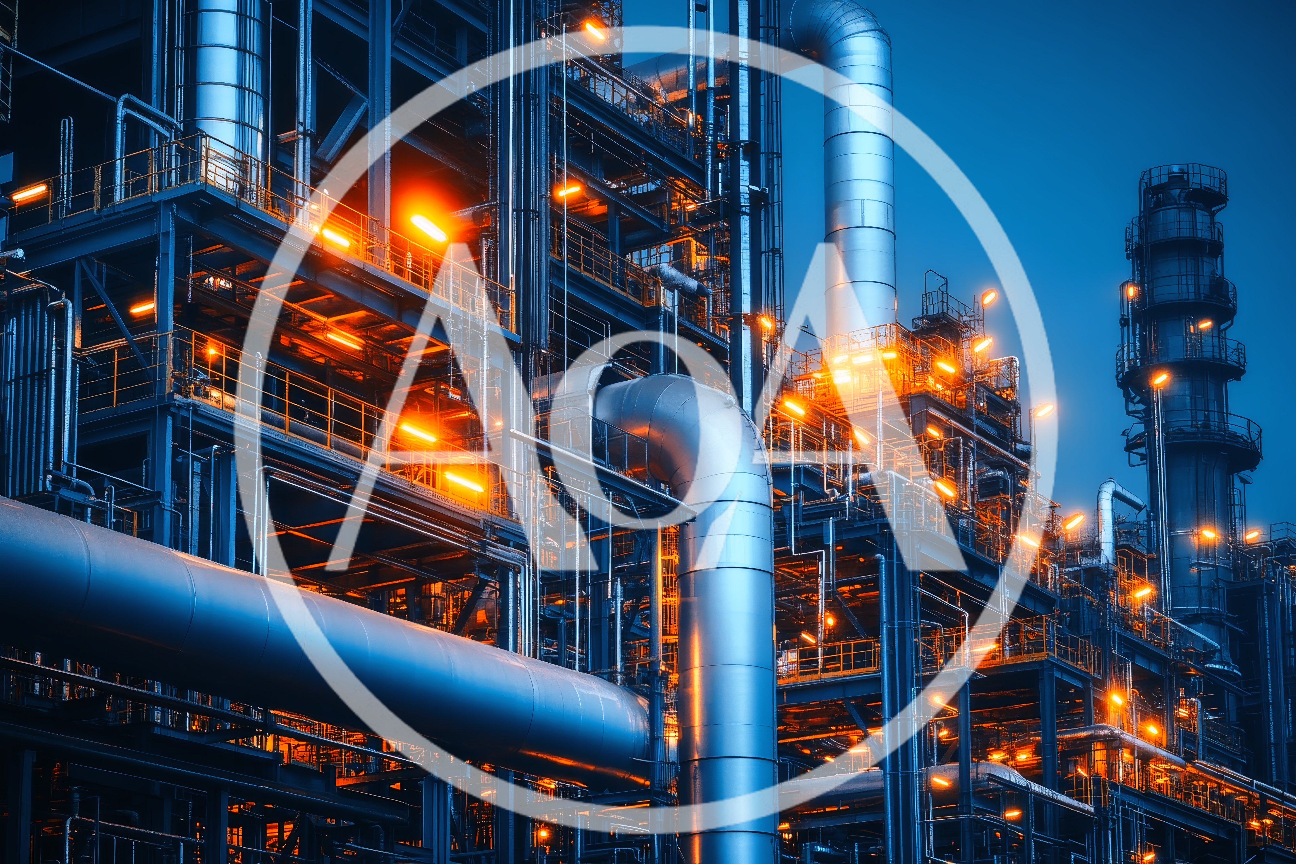 Industrial Oil Refinery Plant At Night