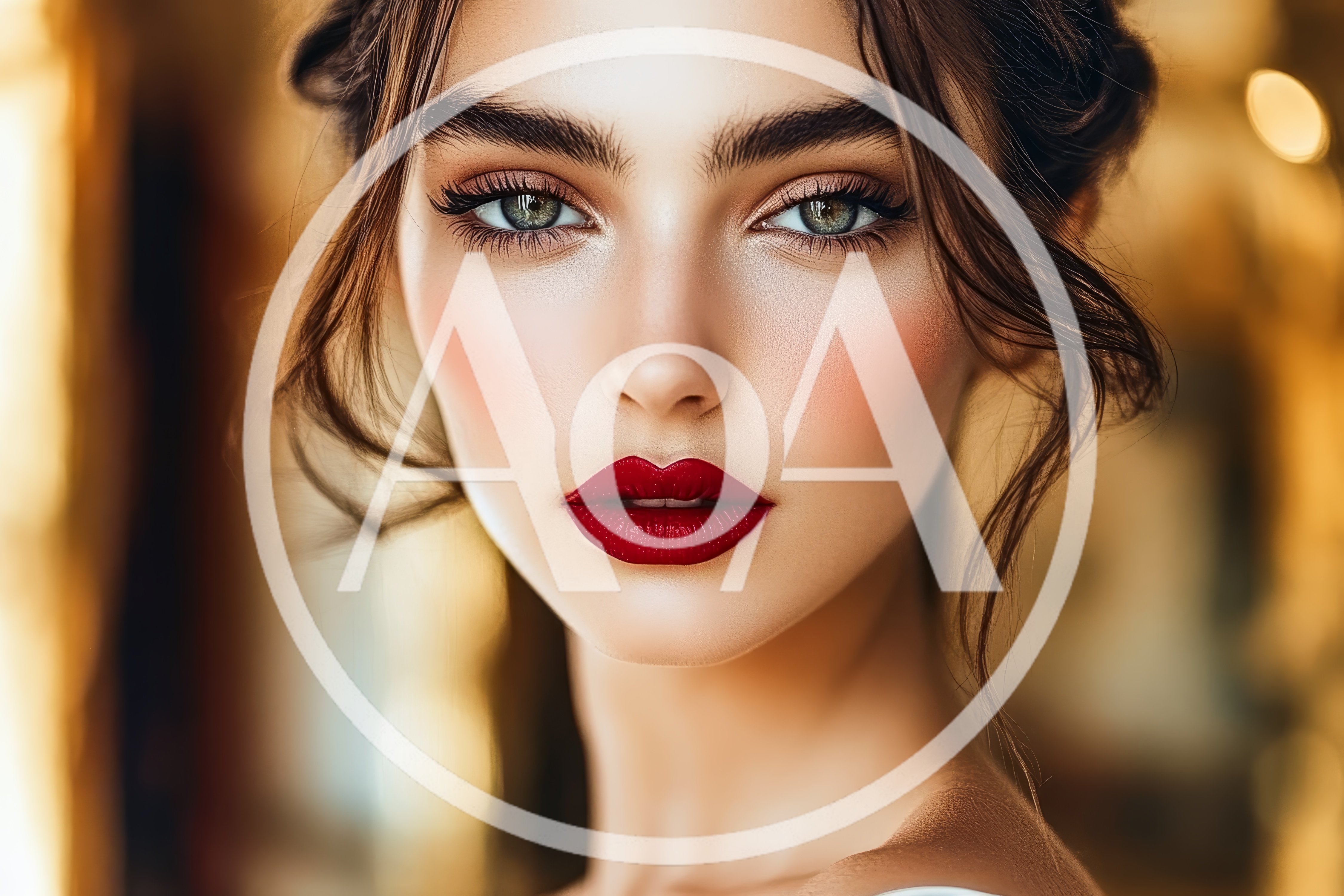 Portrait Of A Beautiful Woman With Red Lipstick