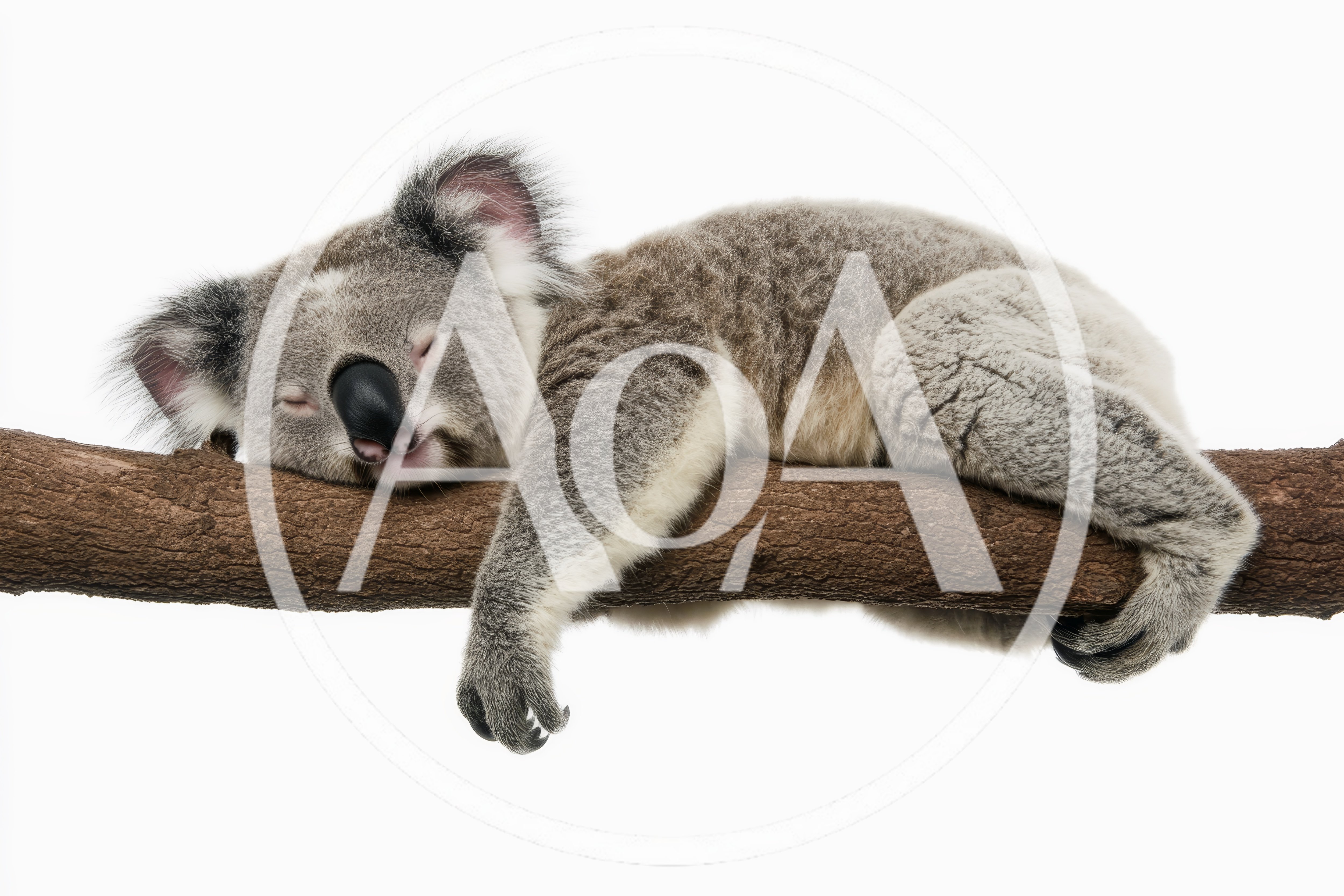 Sleeping Koala Resting On A Tree Branch