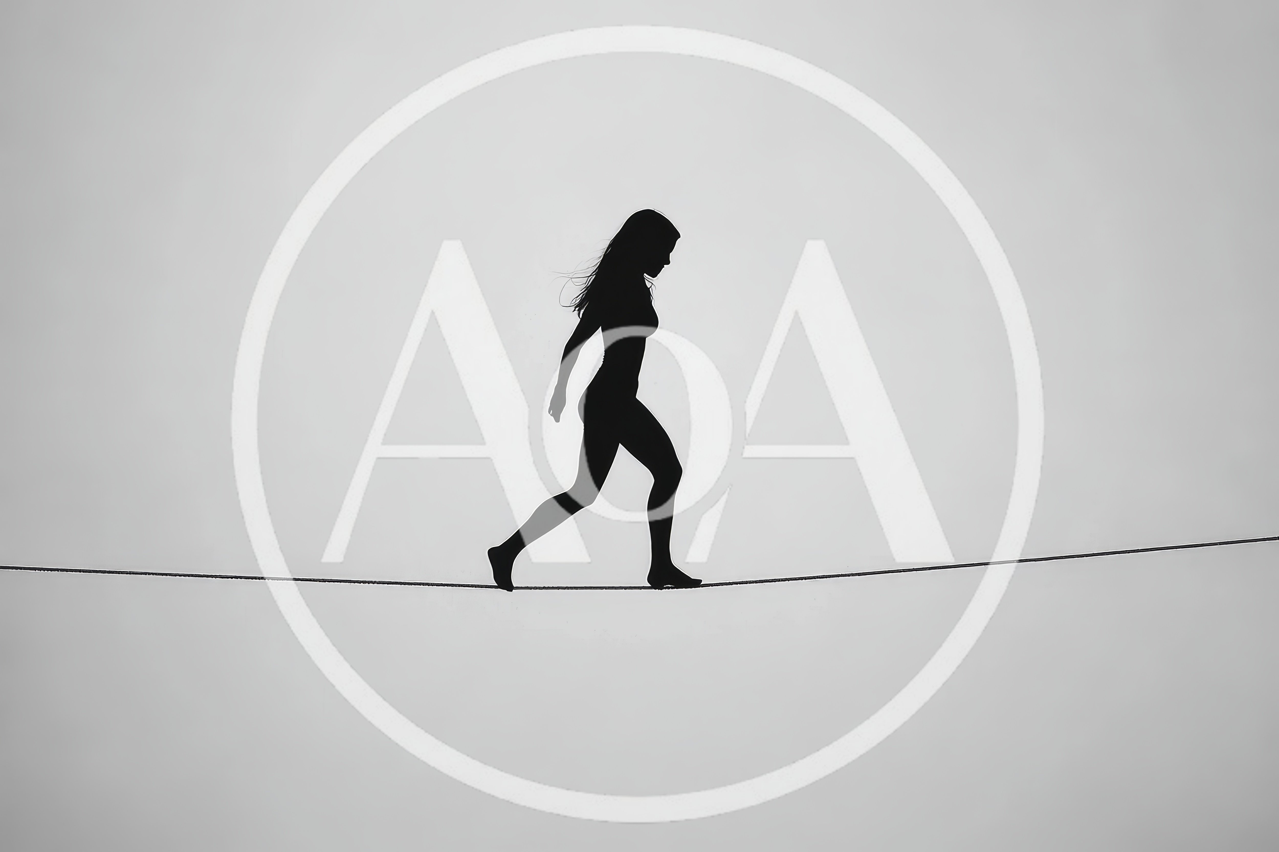 Silhouette Of A Woman Walking On A Tightrope