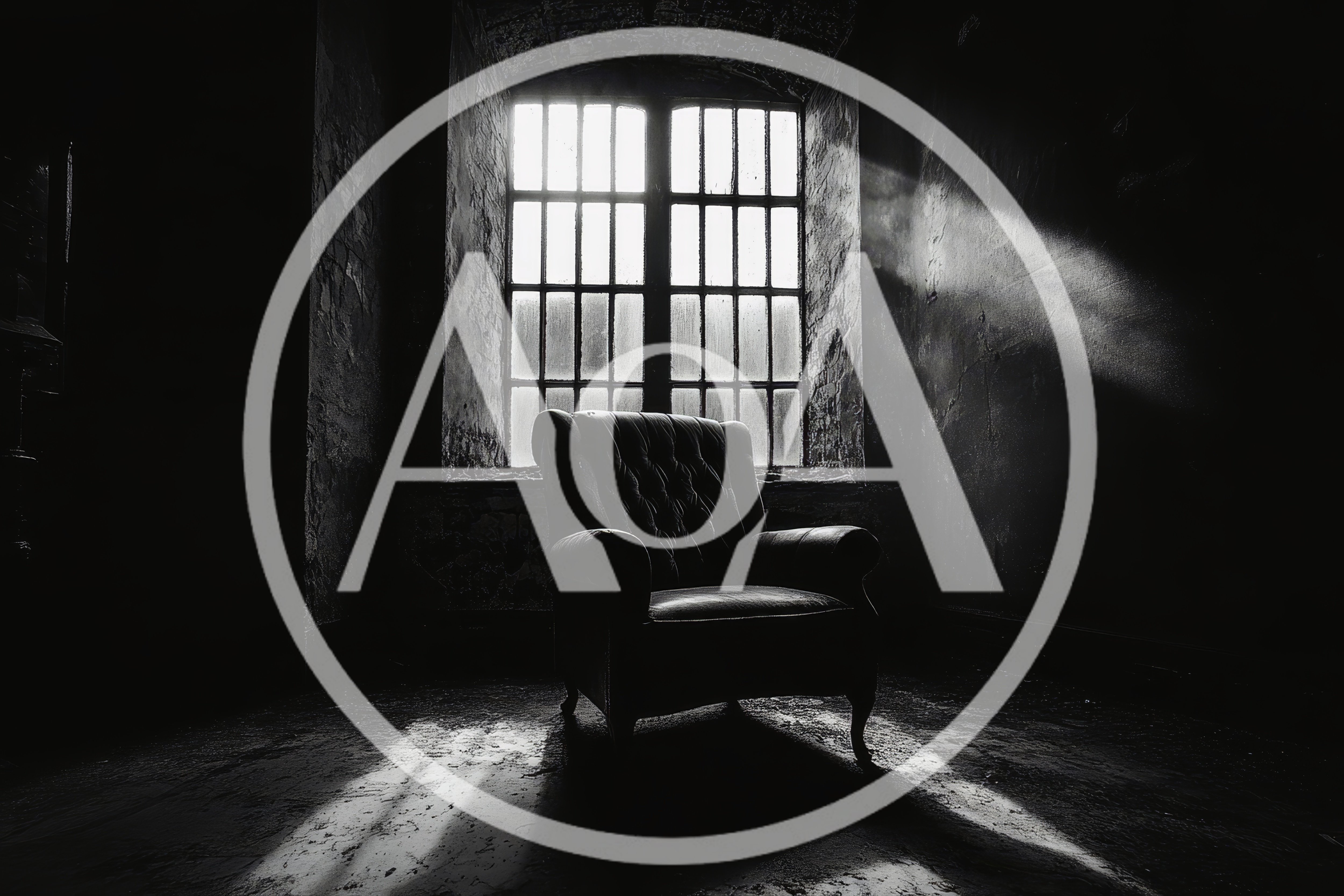 Vintage Leather Armchair in a Dark Abandoned Room