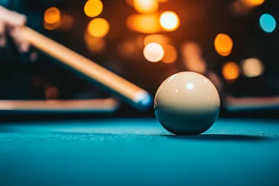 Billiard Cue Aiming At White Cue Ball