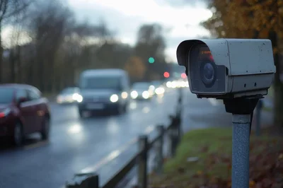 Traffic Surveillance Camera Monitoring Busy Roadway