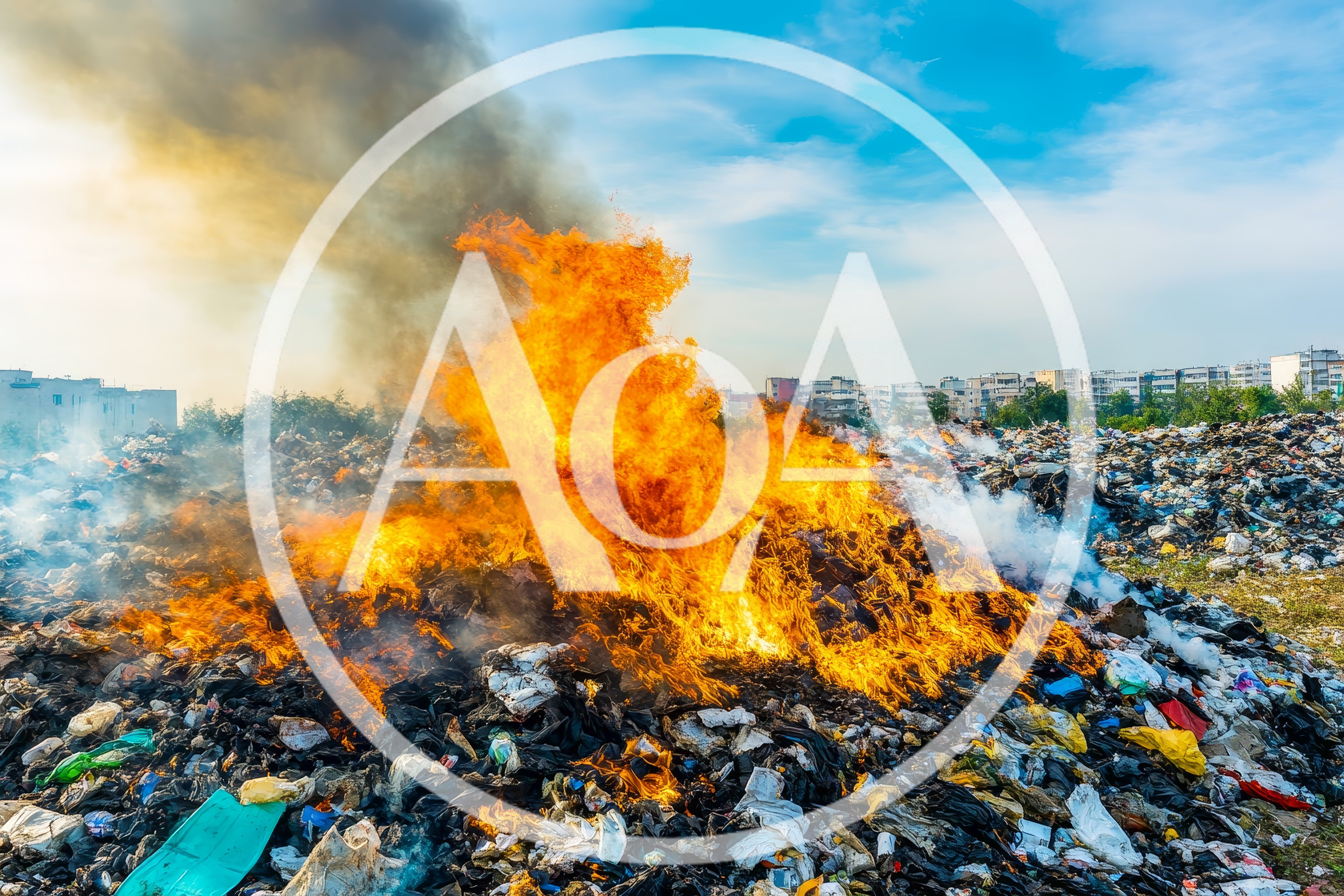 Large Garbage Dump Burning With Thick Smoke
