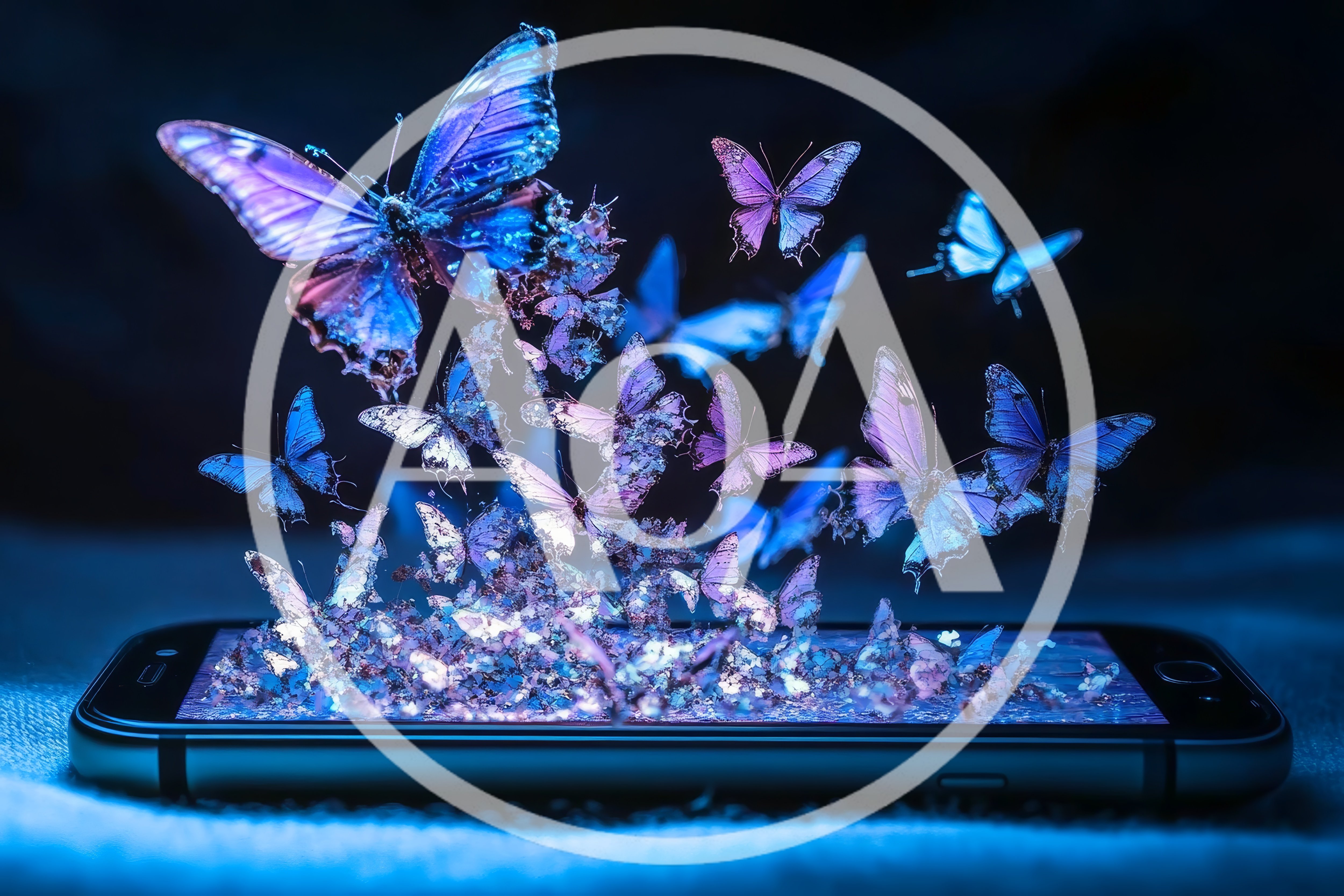 Digital Butterflies Emerging From A Smartphone Screen