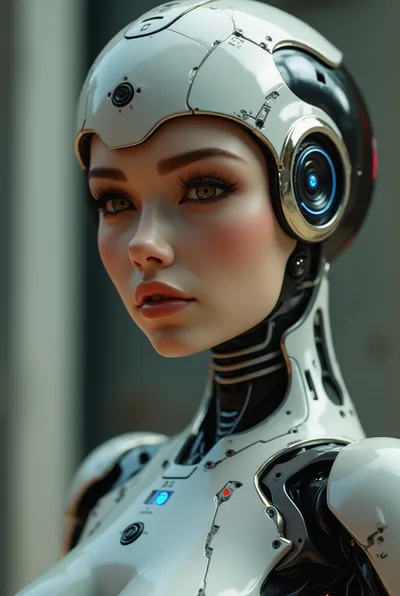 Portrait Of A Futuristic Female Android Cyborg