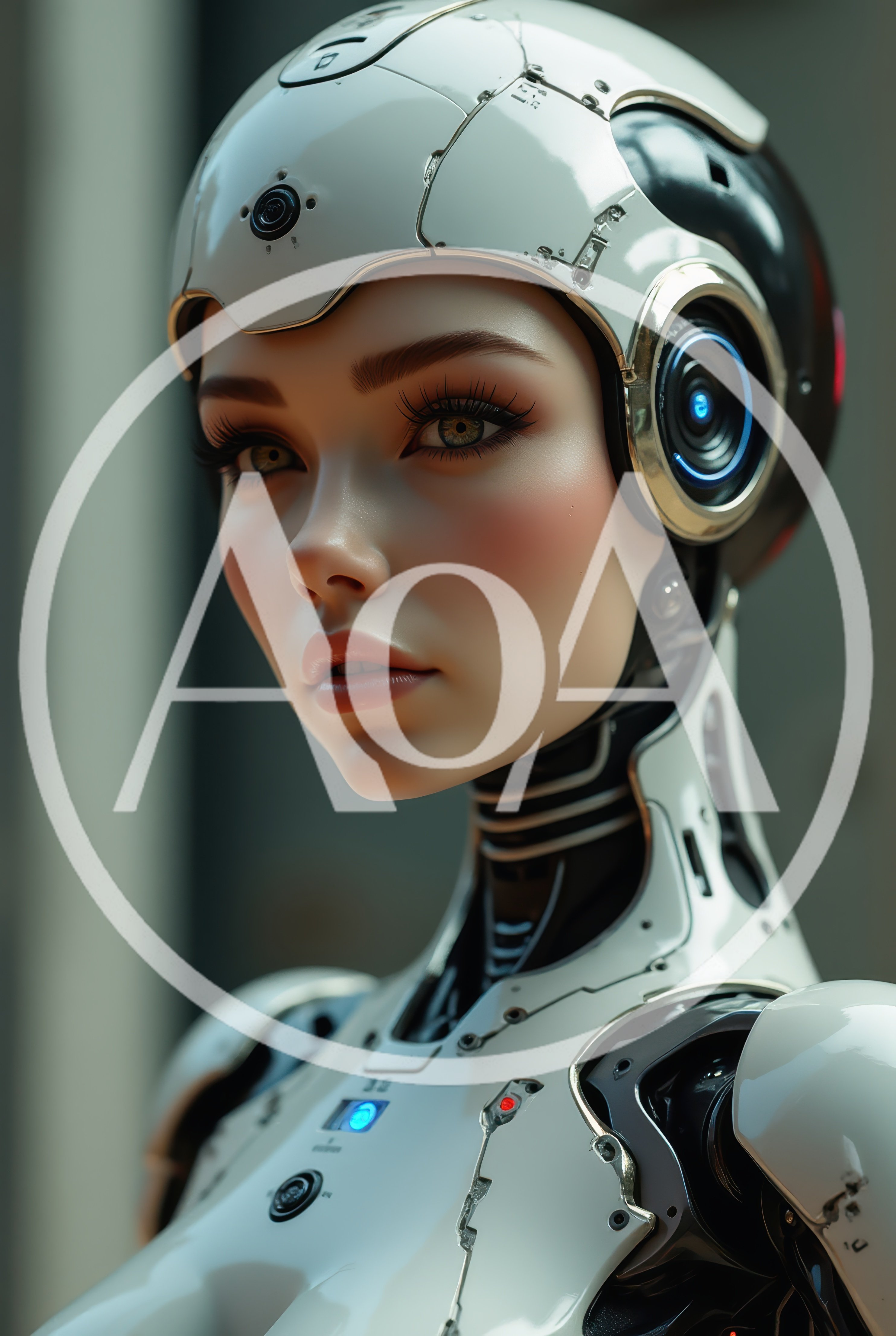 Portrait Of A Futuristic Female Android Cyborg