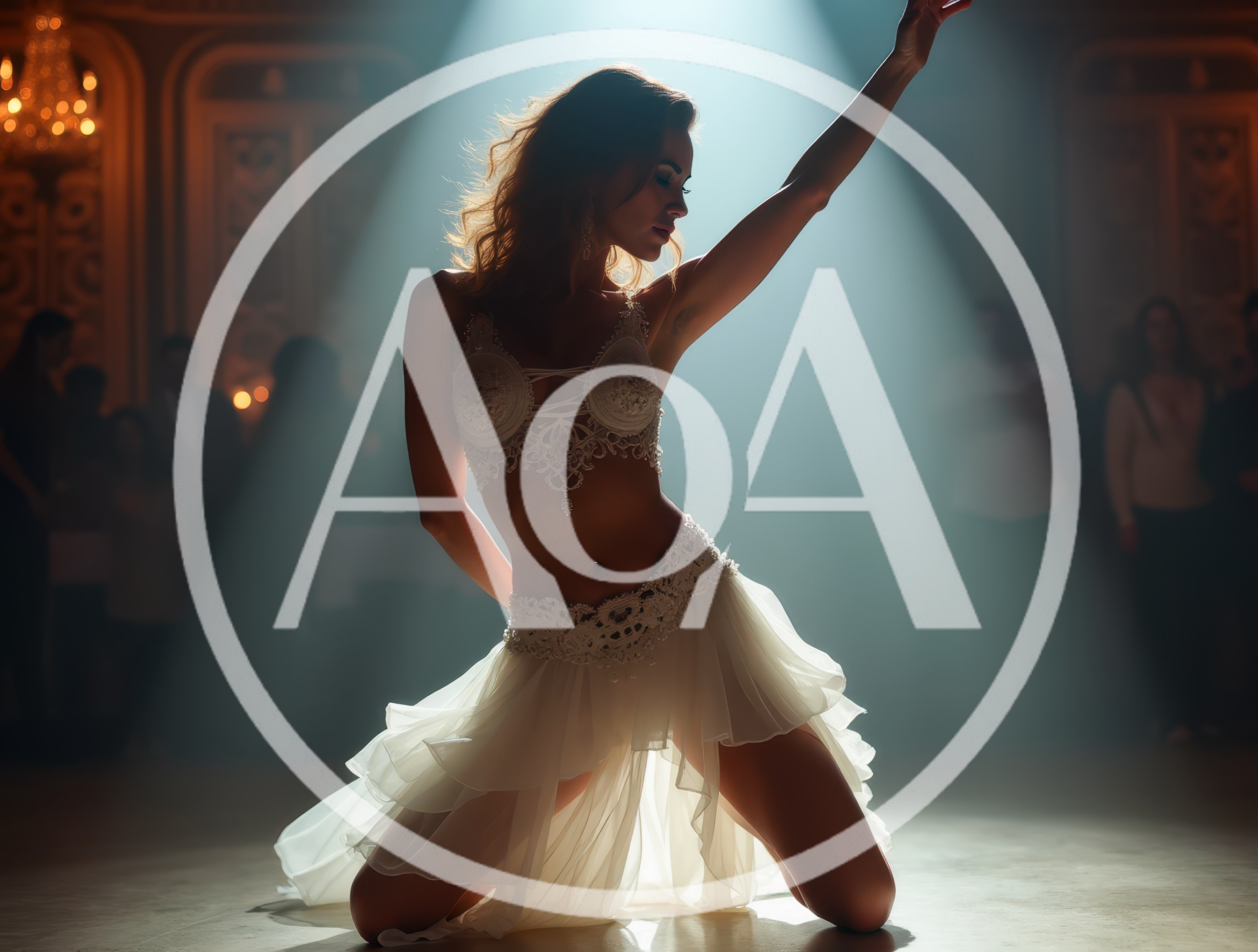 Belly Dancer Performing In A Dimly Lit Ballroom