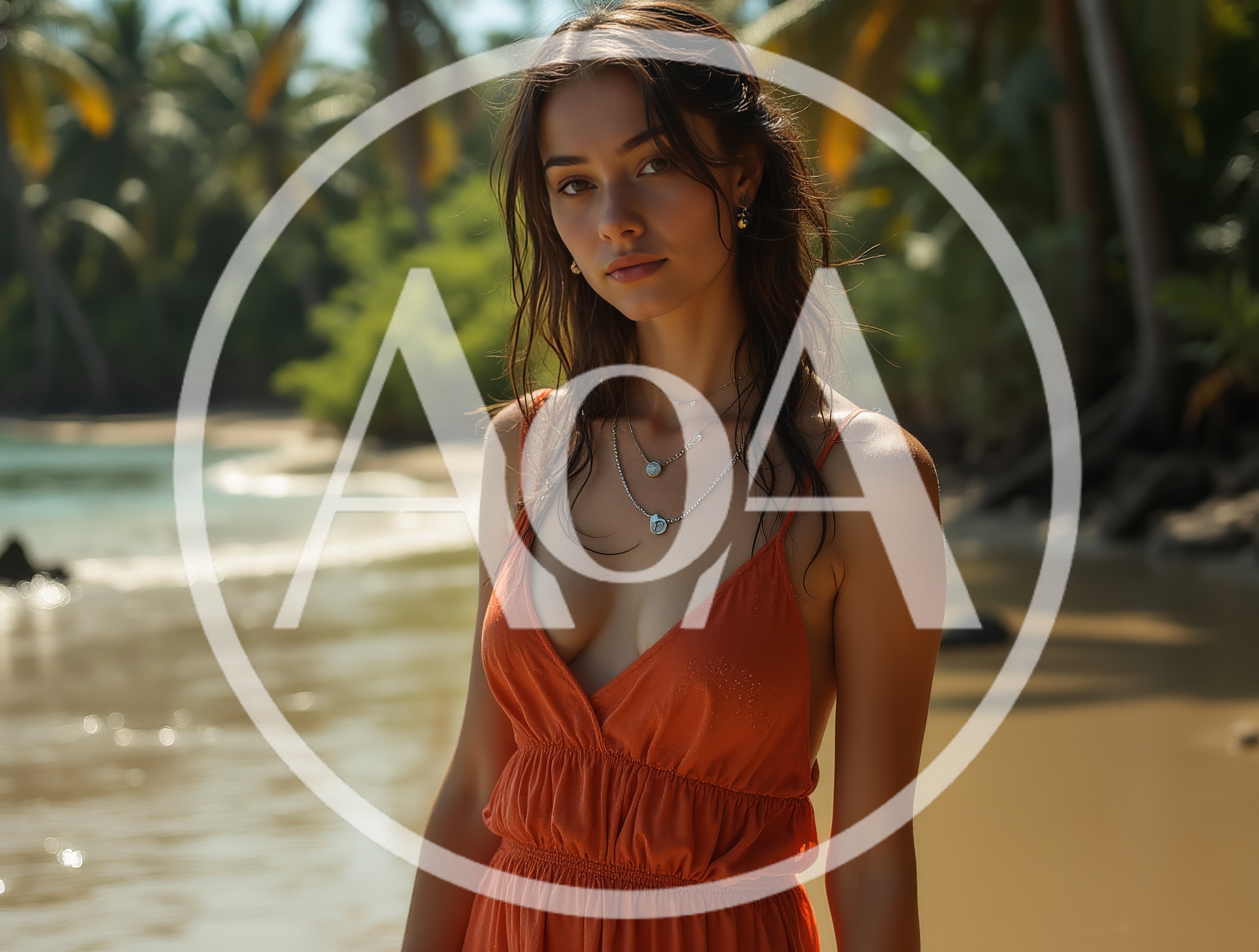 Young Woman Standing On A Tropical Beach