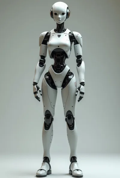 Full Body Portrait Of A Futuristic Humanoid Robot