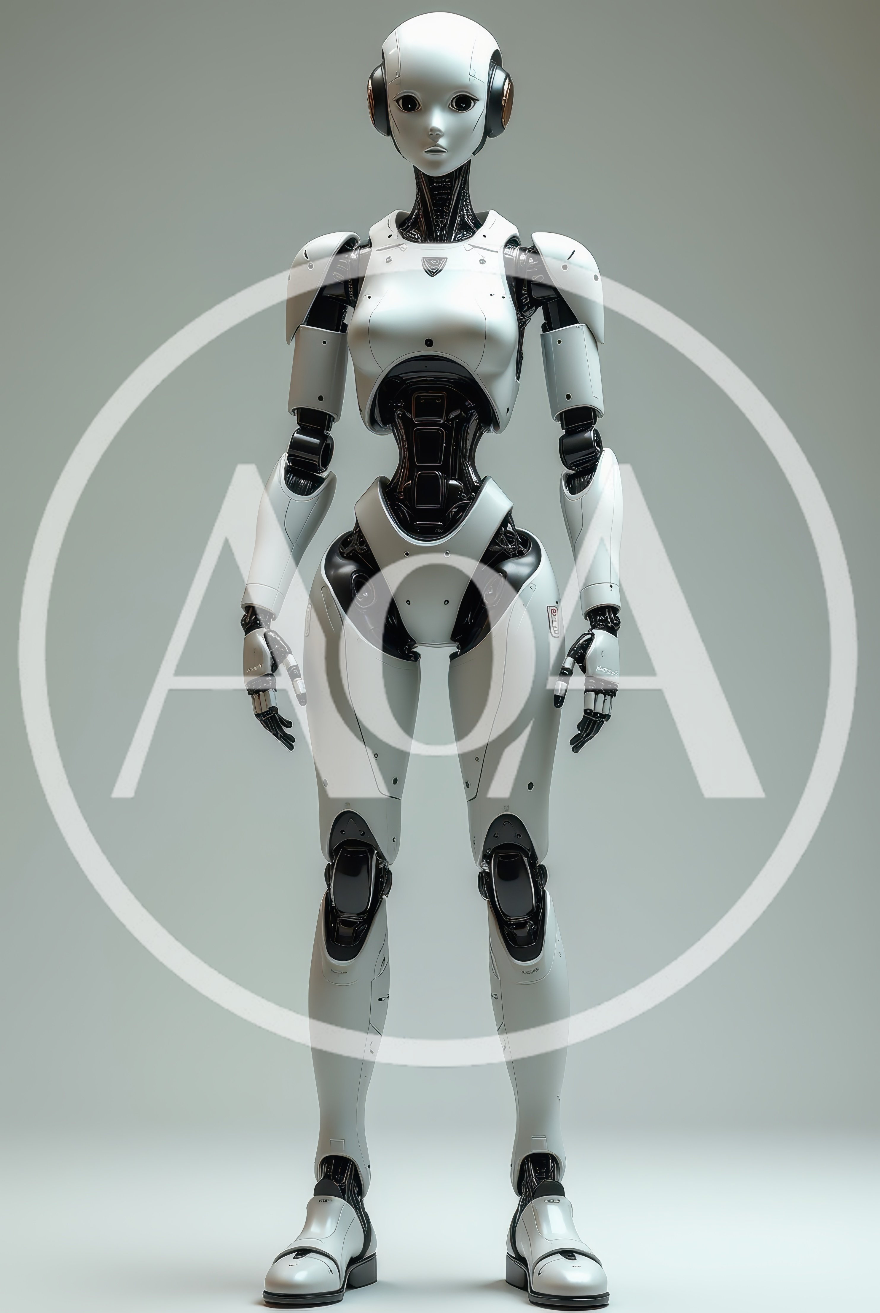 Full Body Portrait Of A Futuristic Humanoid Robot