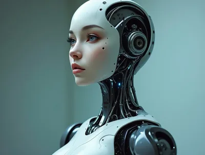 Portrait Of A Futuristic Humanoid Female Android Robot