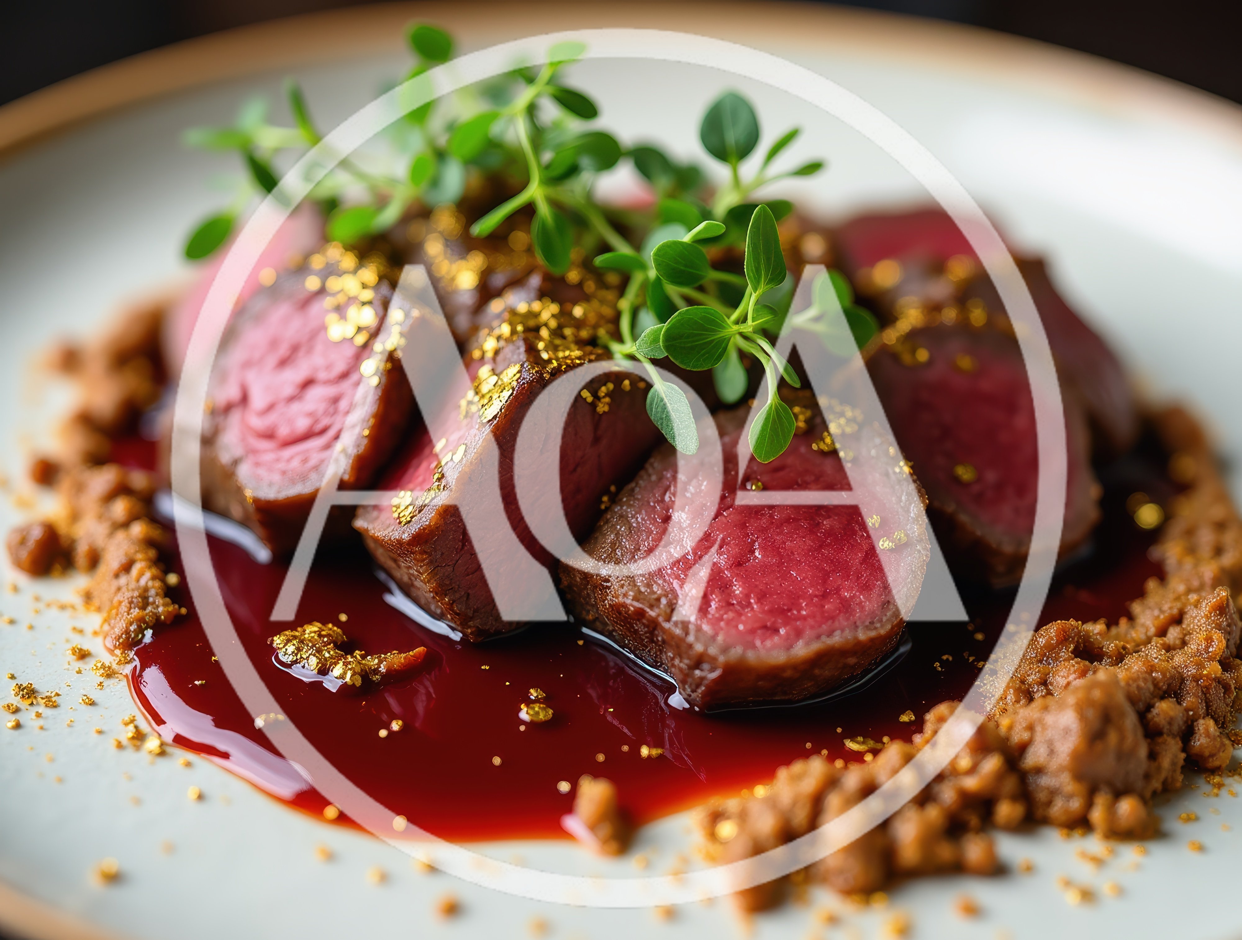 Gourmet Sliced Beef Tenderloin With Gold Leaf Garnish