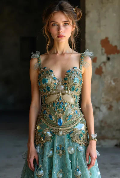 Portrait Of A Woman In An Ornate Jeweled Gown