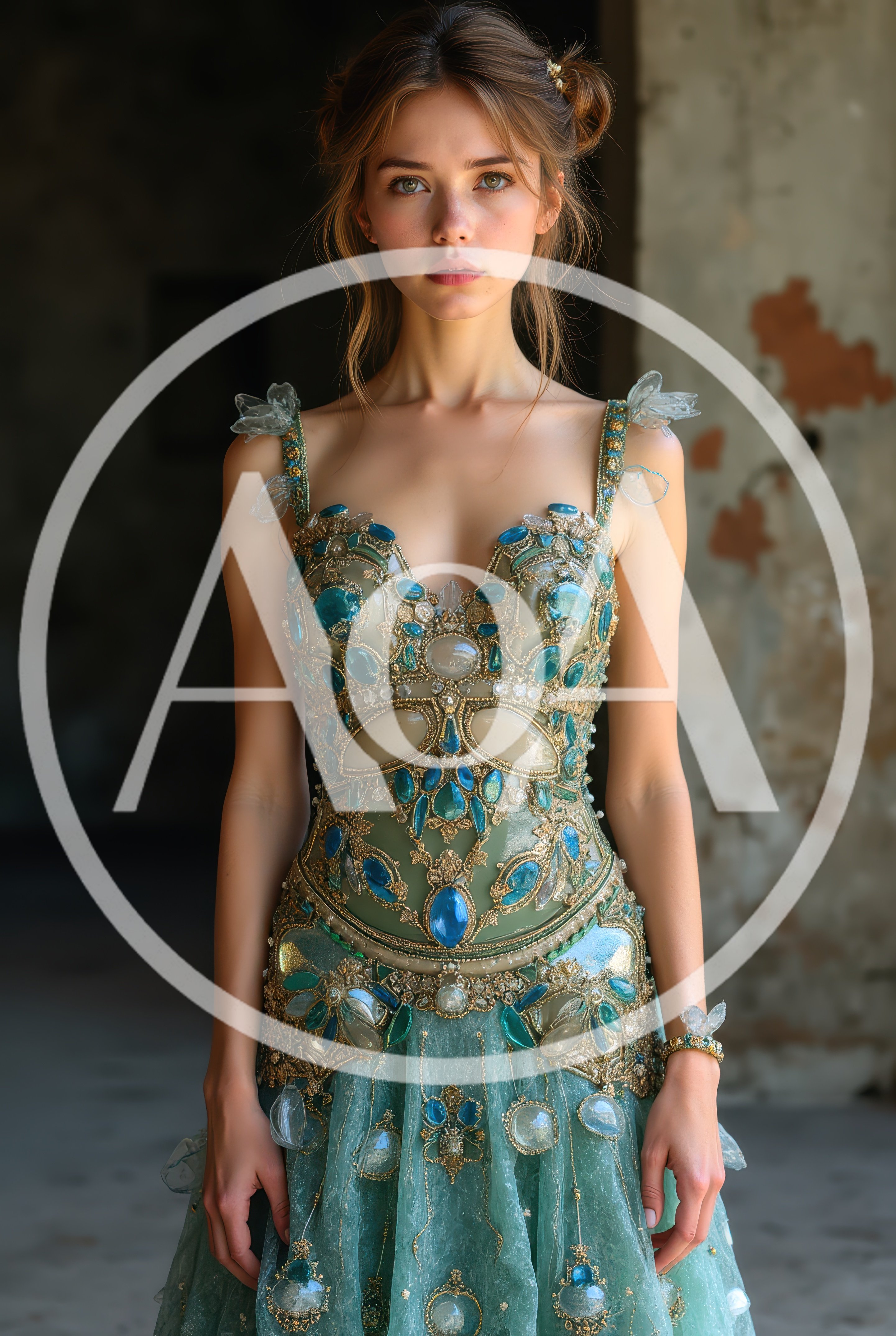 Portrait Of A Woman In An Ornate Jeweled Gown