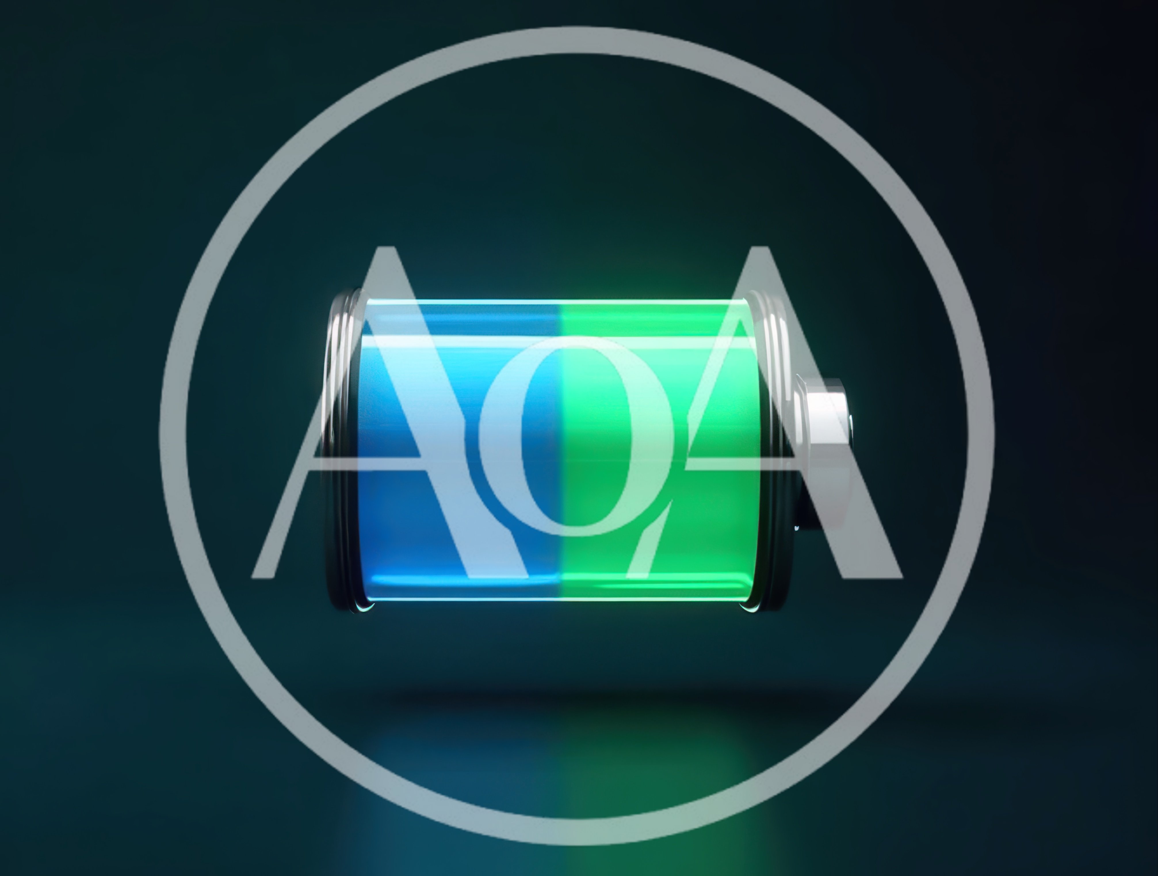 Glowing Battery Icon With Blue And Green Charge Levels