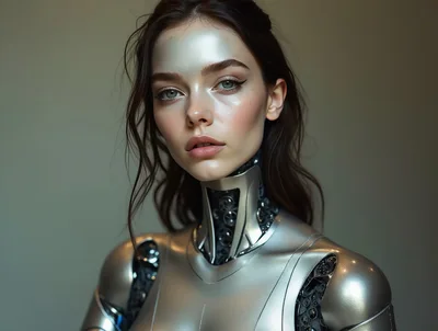 Portrait Of A Humanoid Female Android Robot