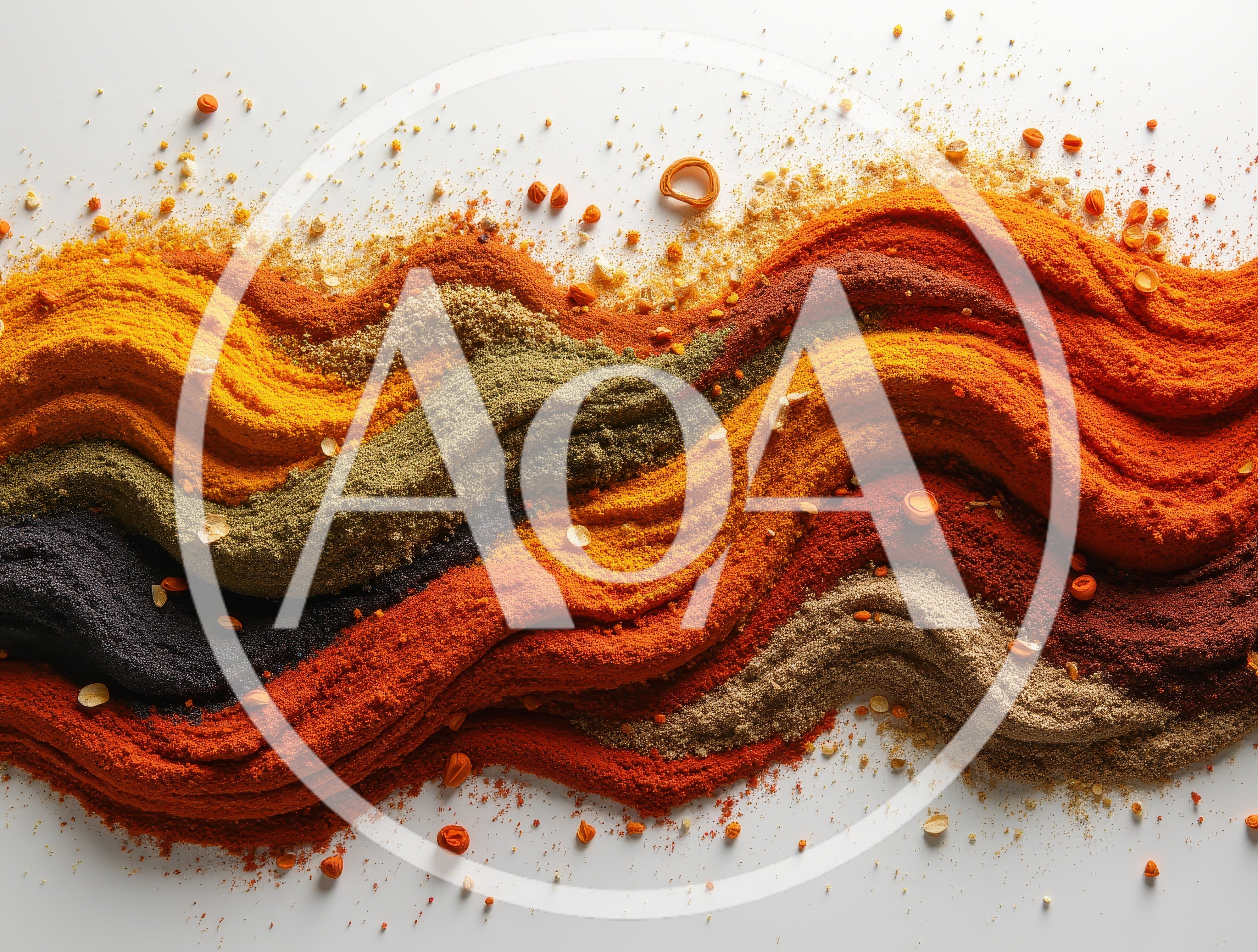 Vibrant Waves Of Colorful Spices On White Background