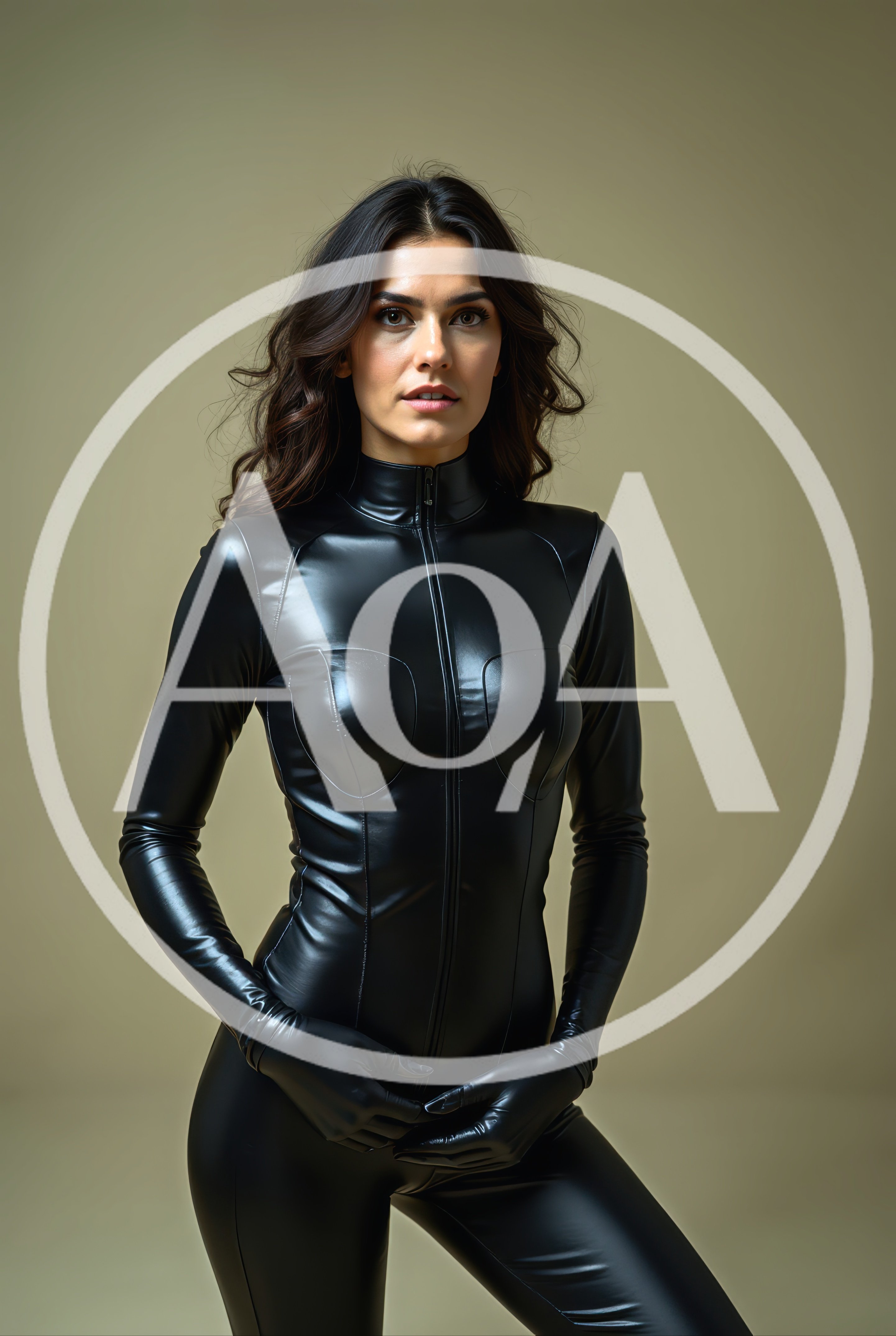 Portrait Of A Woman In A Black Latex Bodysuit