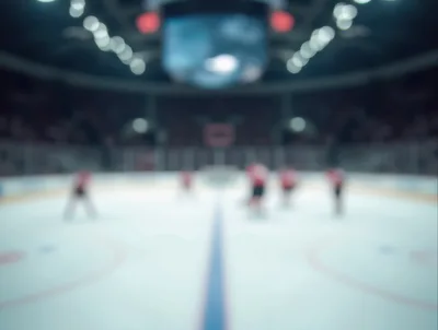 Blurred Ice Hockey Players On Professional Arena Rink