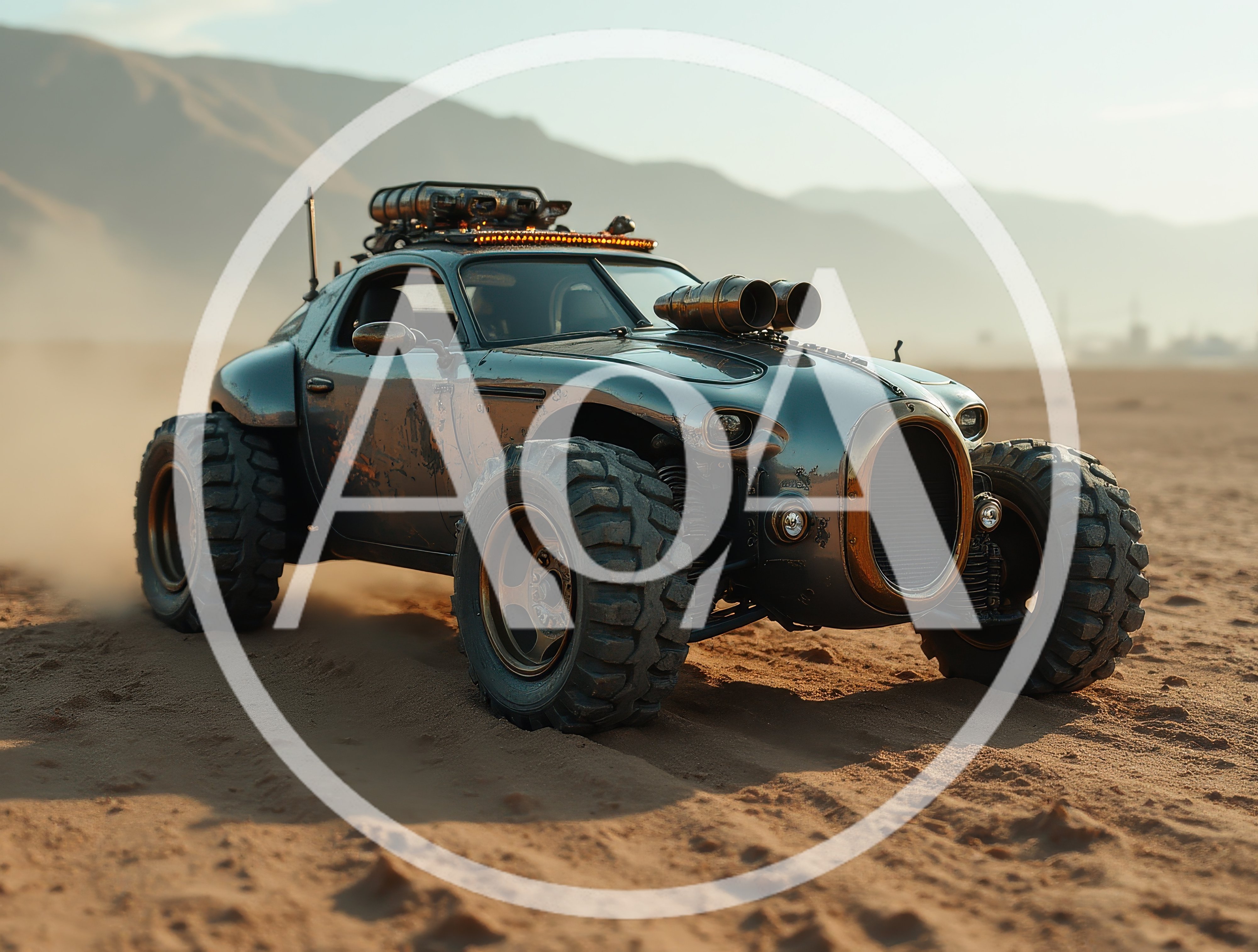 Custom Off-Road Desert Buggy Driving Through Sand