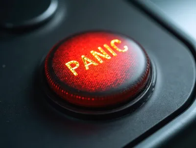 Close Up Of A Red Illuminated Panic Button