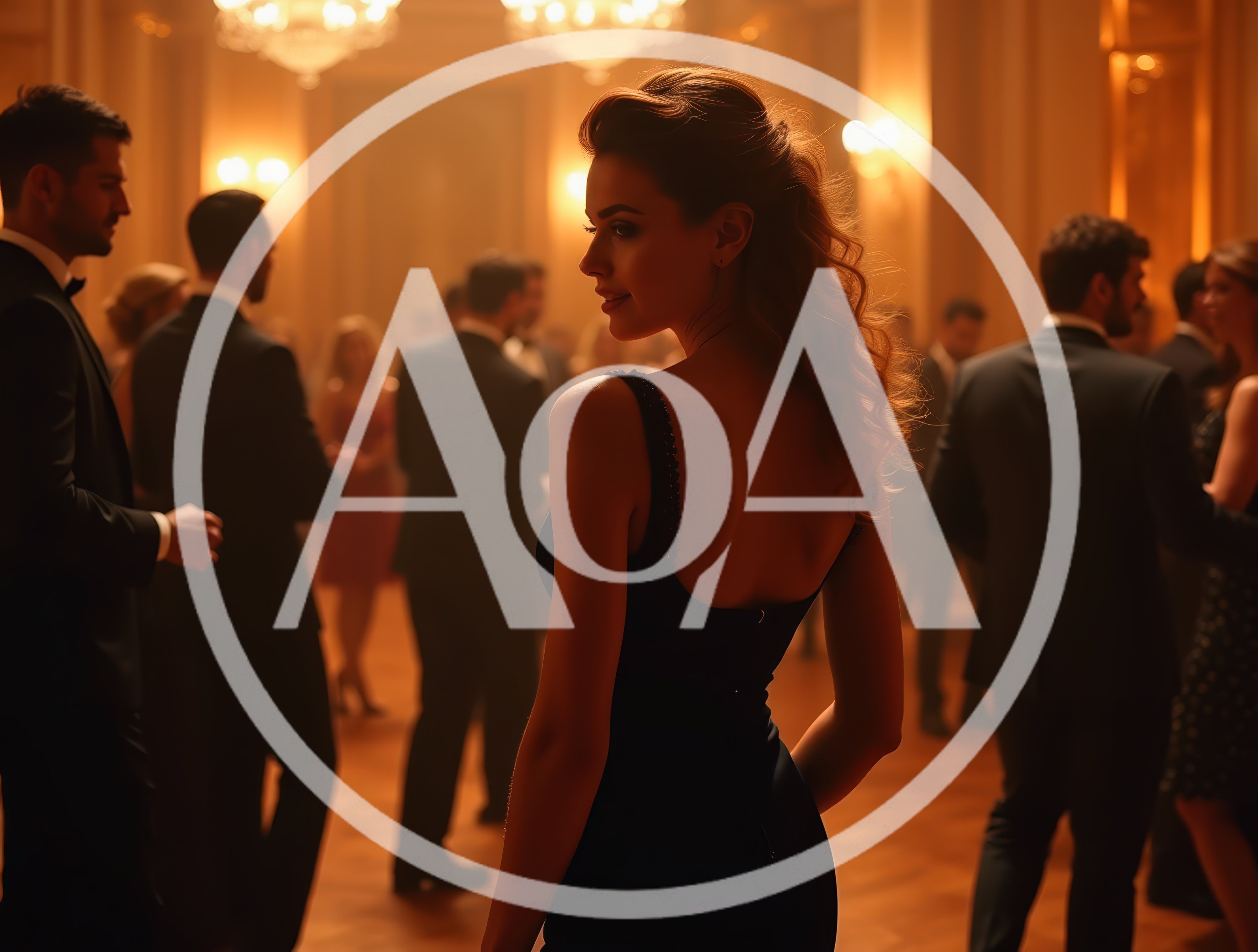 Elegant Woman Looking Back at a Formal Gala