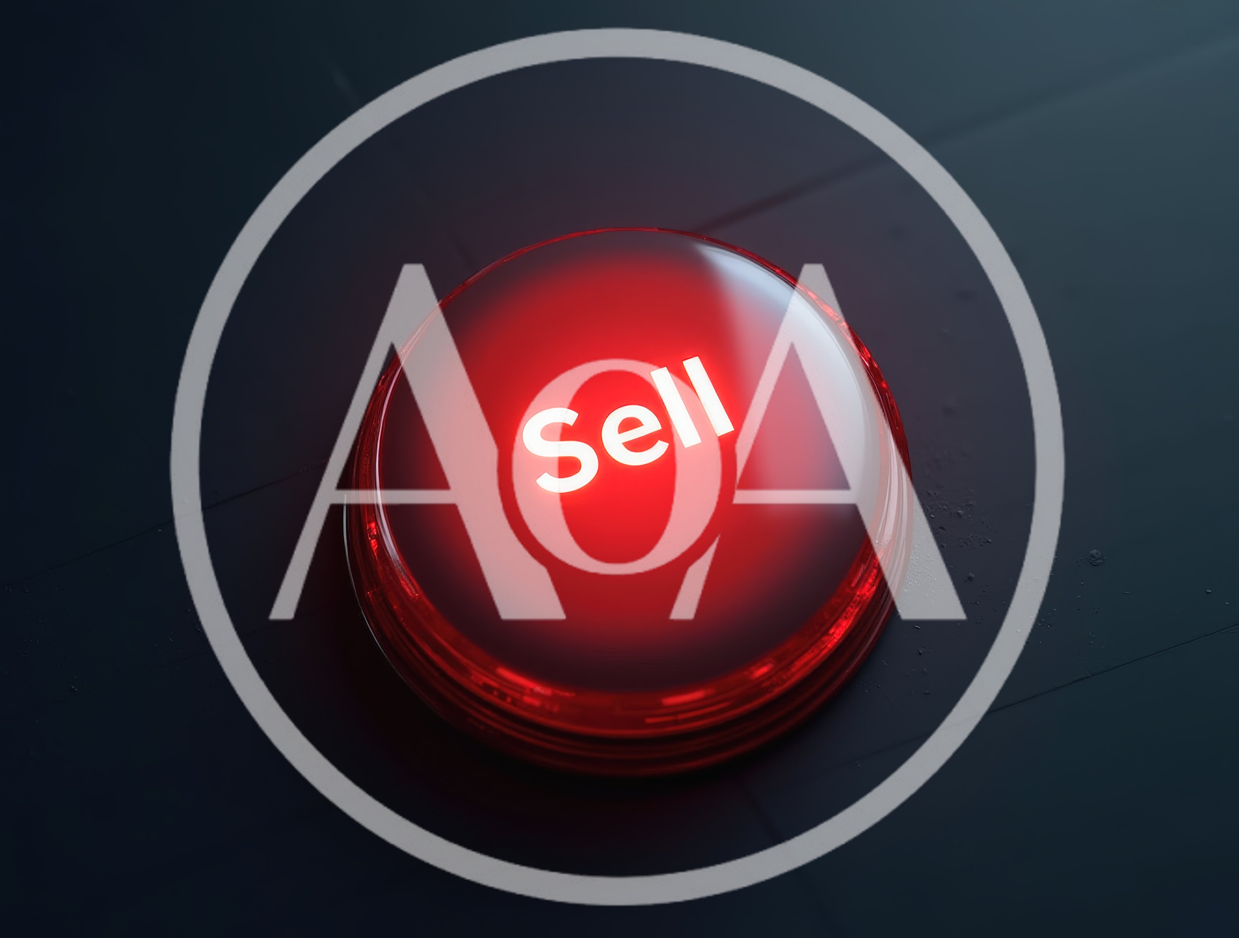 Glowing Red Sell Button On Dark Surface