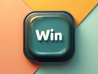 3D Rendered Glossy Button With Win Text