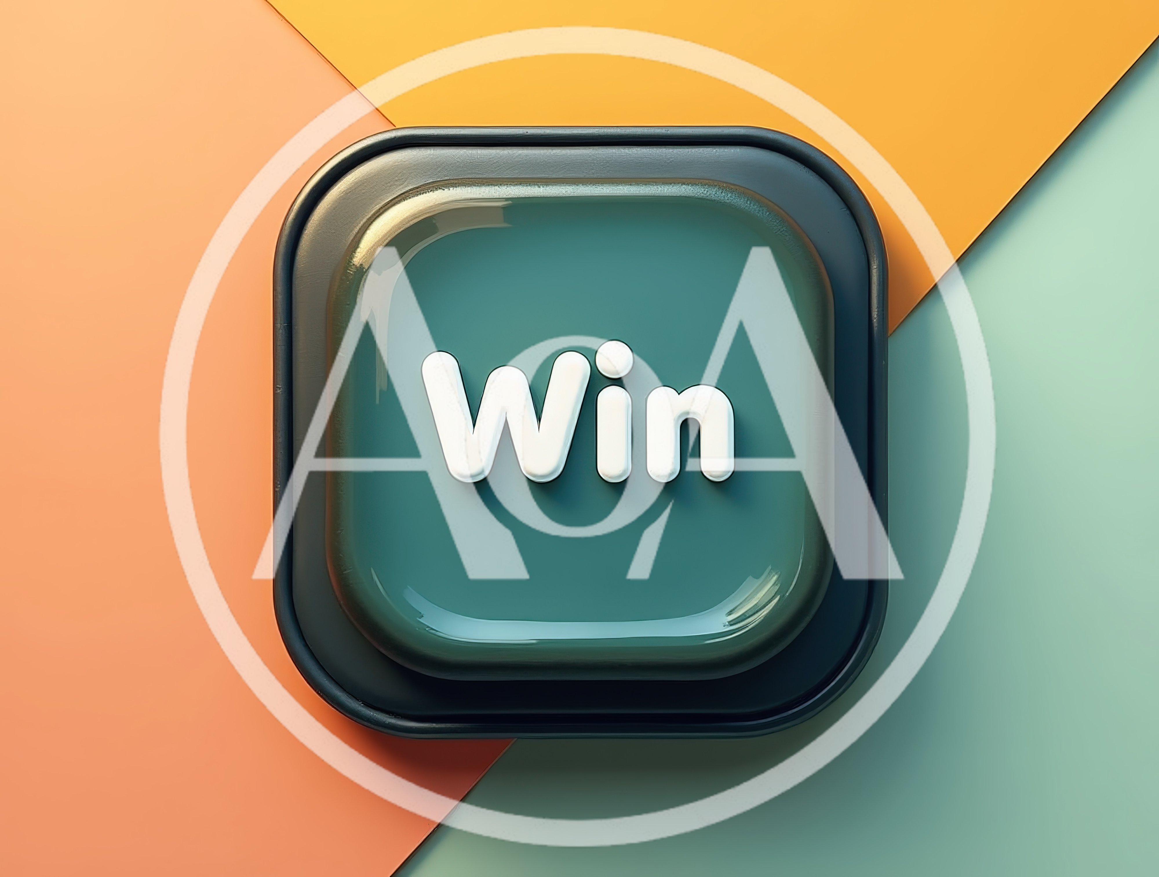 3D Rendered Glossy Button With Win Text