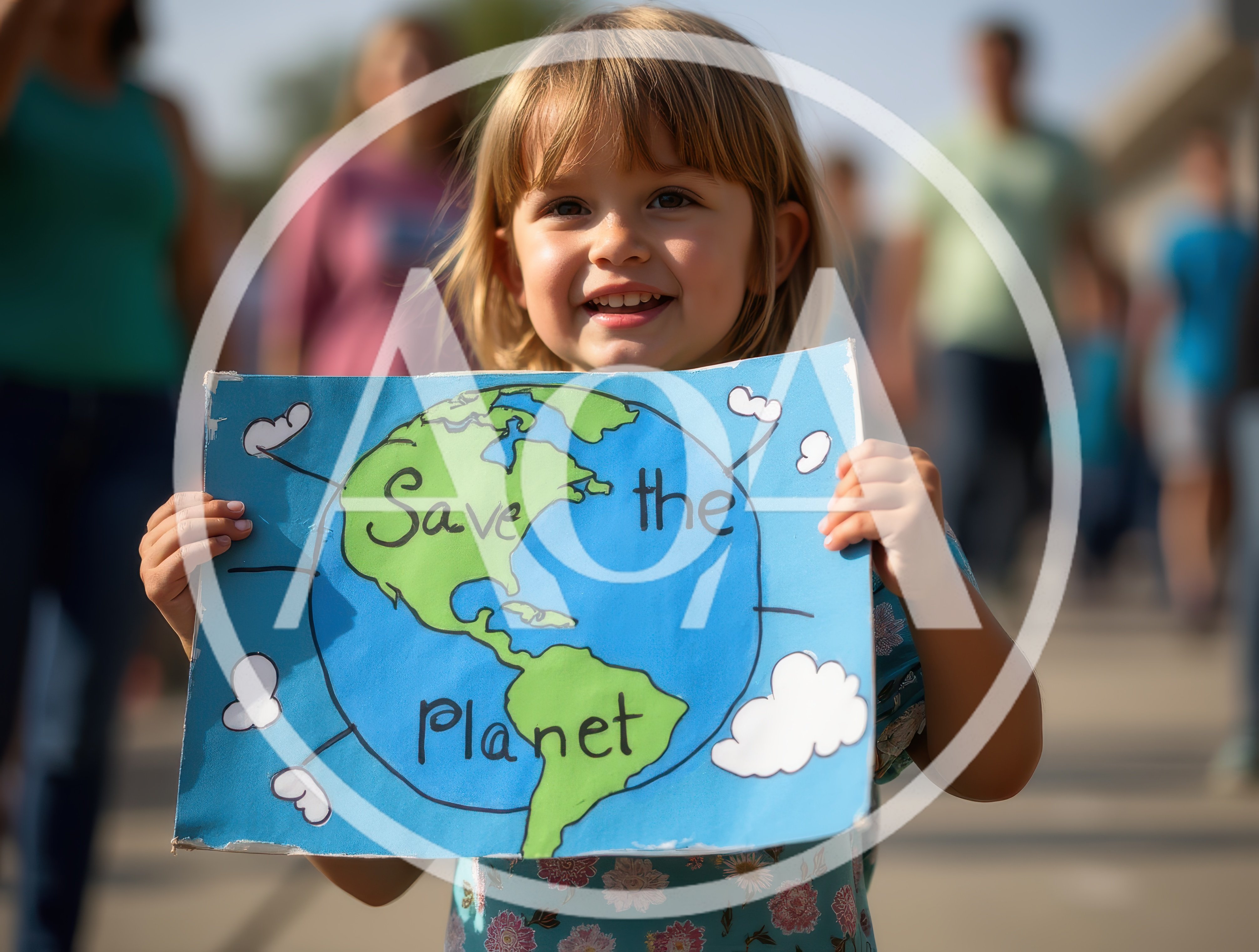 Young Girl Holding Save The Planet Sign