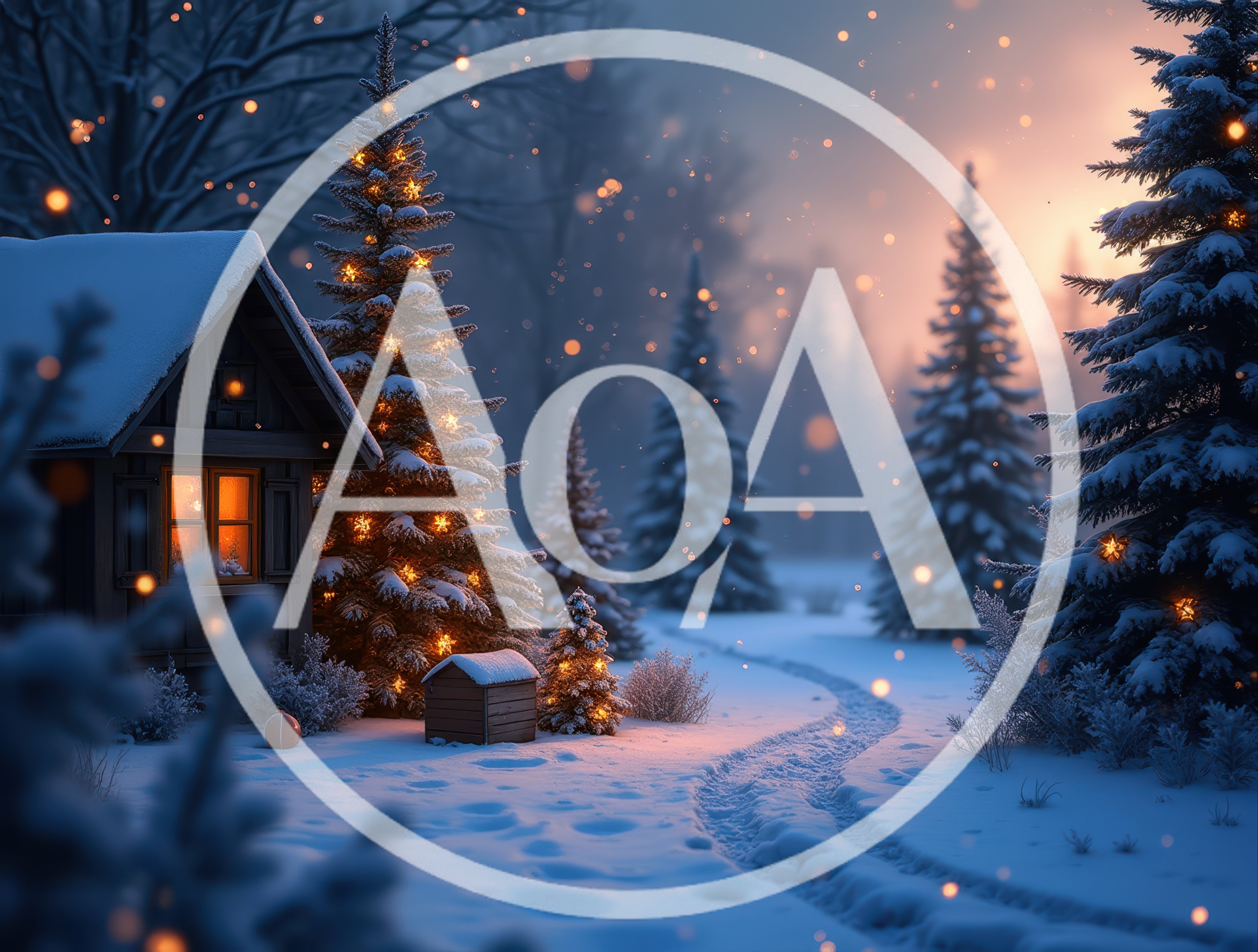 Cozy Winter Cabin With Glowing Christmas Trees