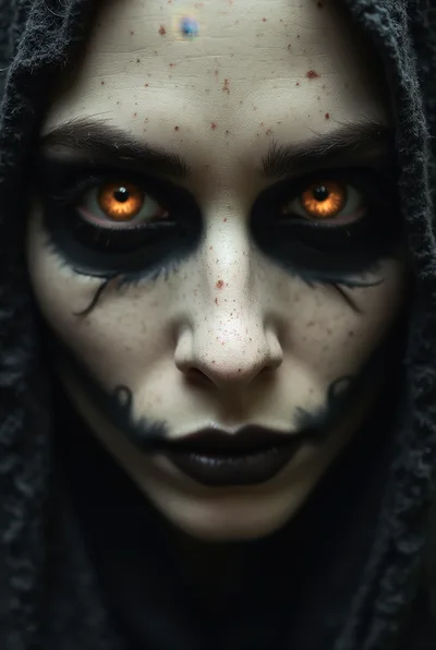 Close Up Portrait Of A Woman With Gothic Makeup
