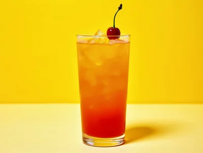 Refreshing Tequila Sunrise Cocktail With Cherry Garnish