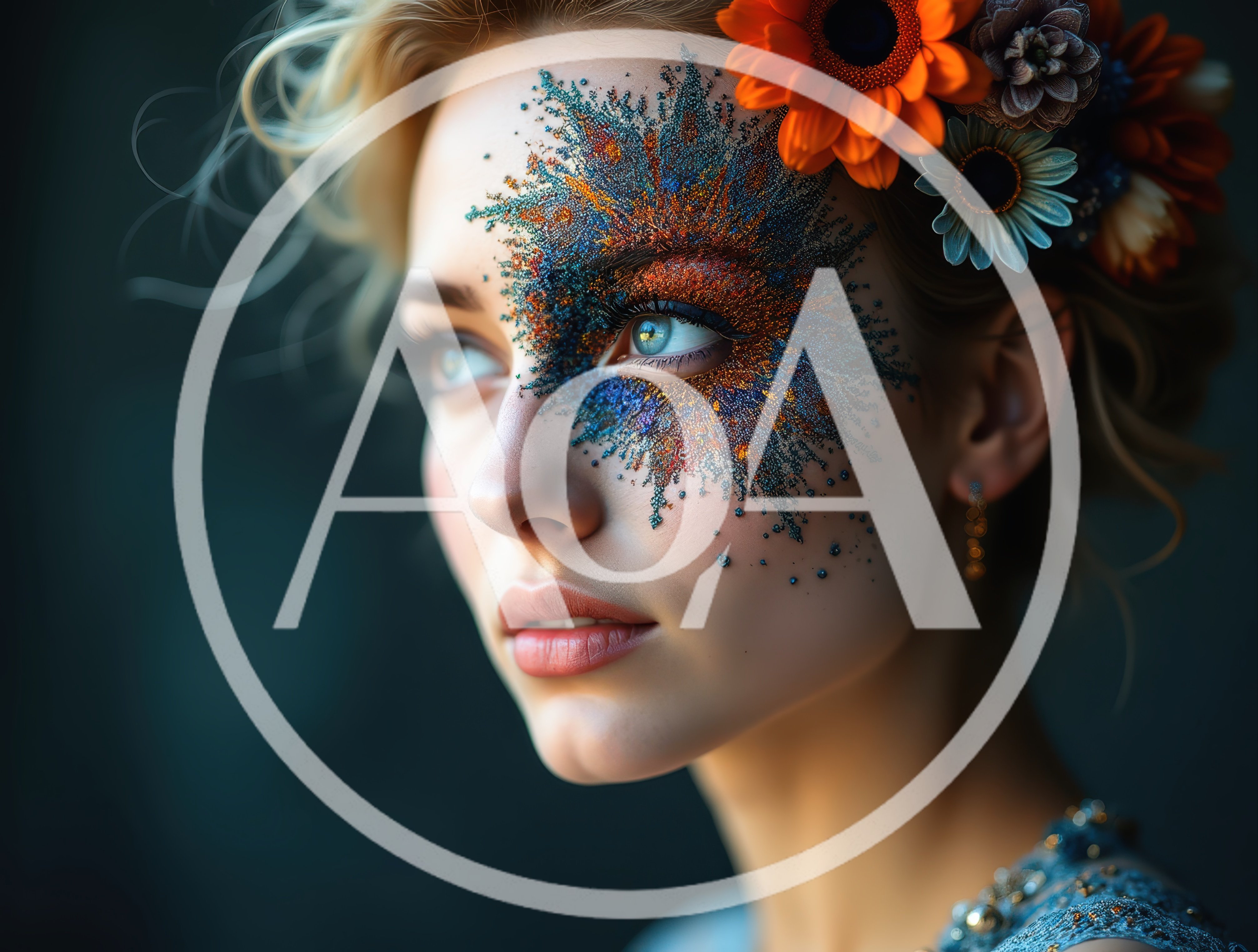Portrait Of A Woman With Artistic Glitter Makeup