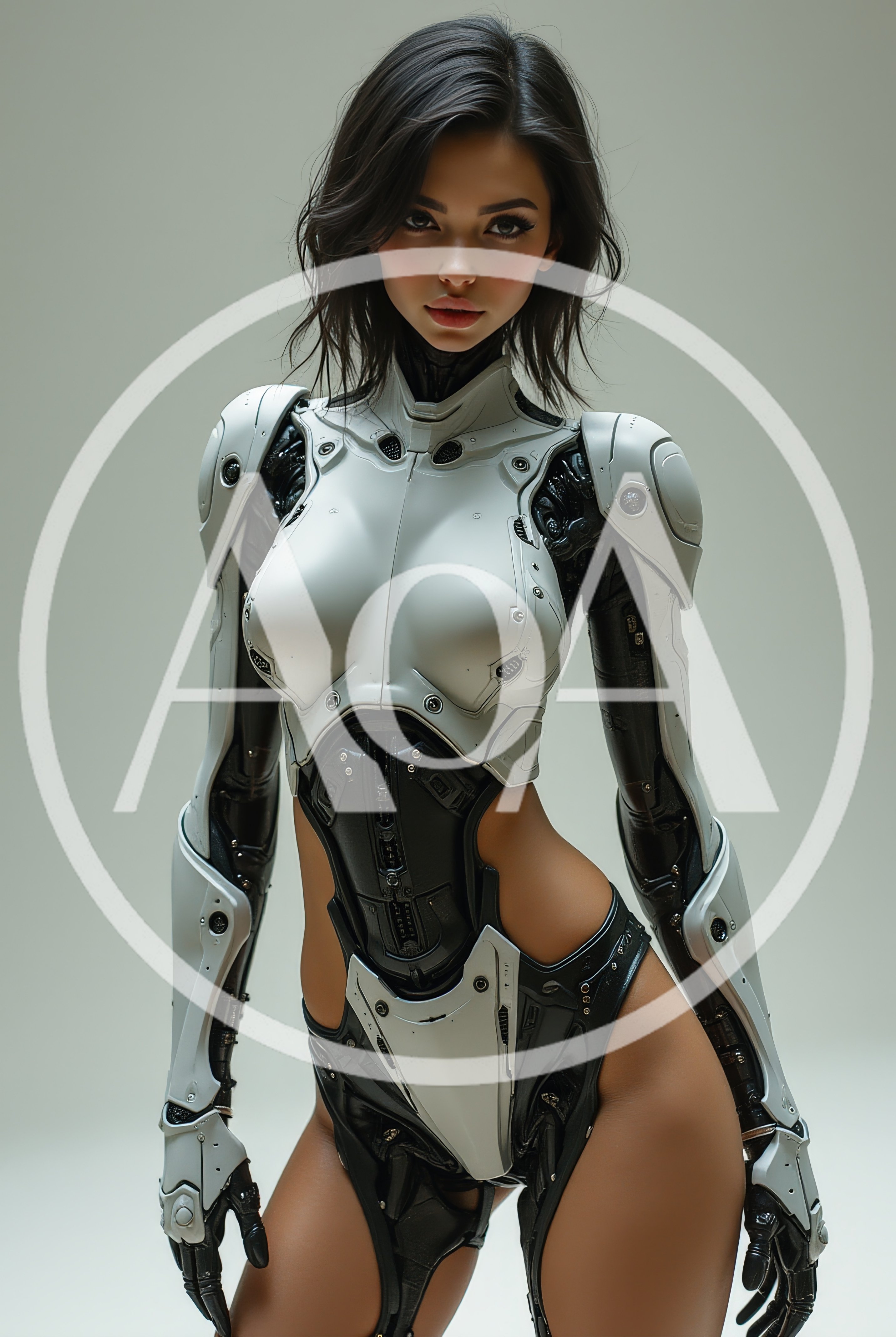Futuristic Female Android With Sleek White Robotic Armor